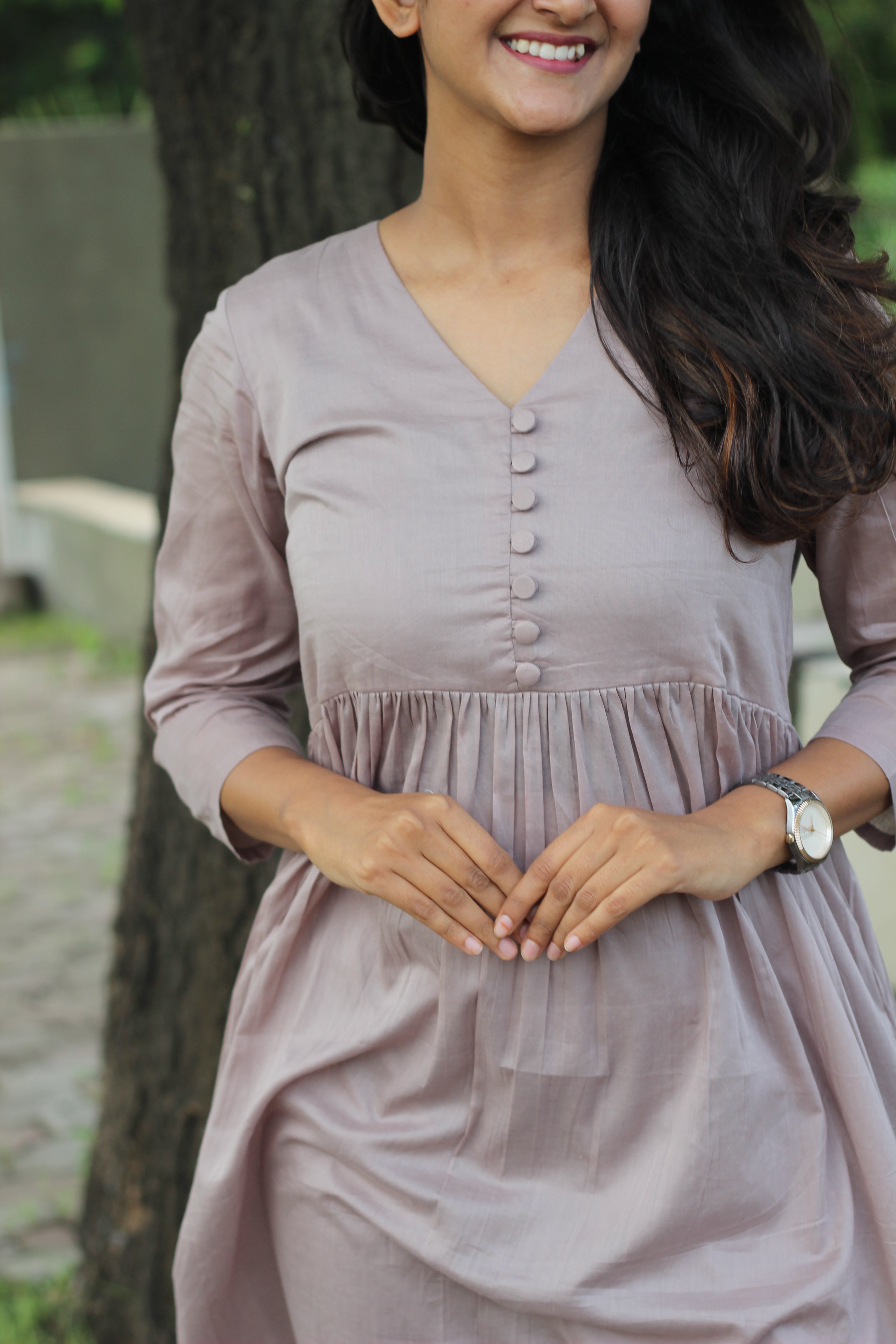 Best seller : Solid dusty grey mul cotton kurta pant set - set of 2