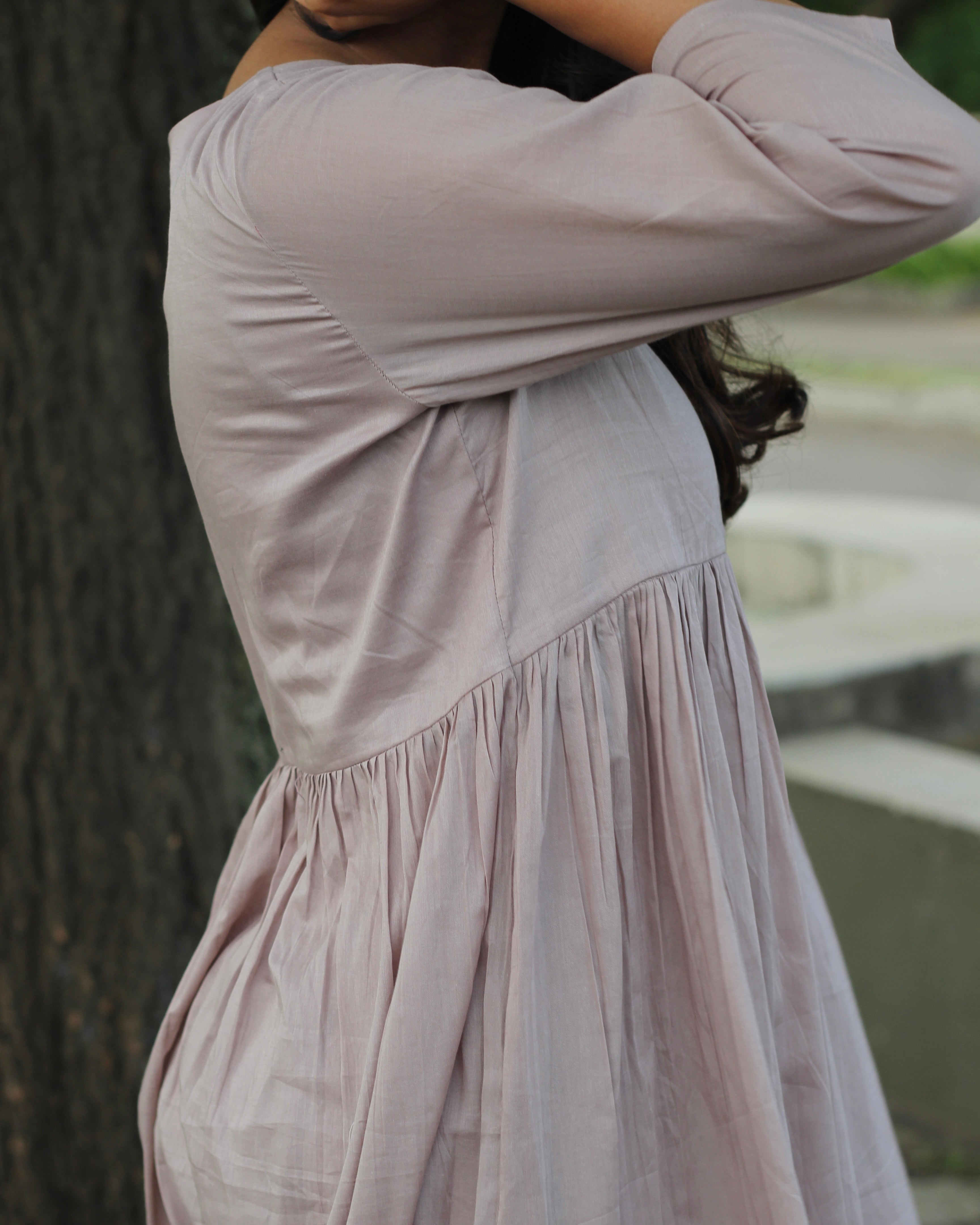 Best seller : Solid dusty grey mul cotton kurta pant set - set of 2