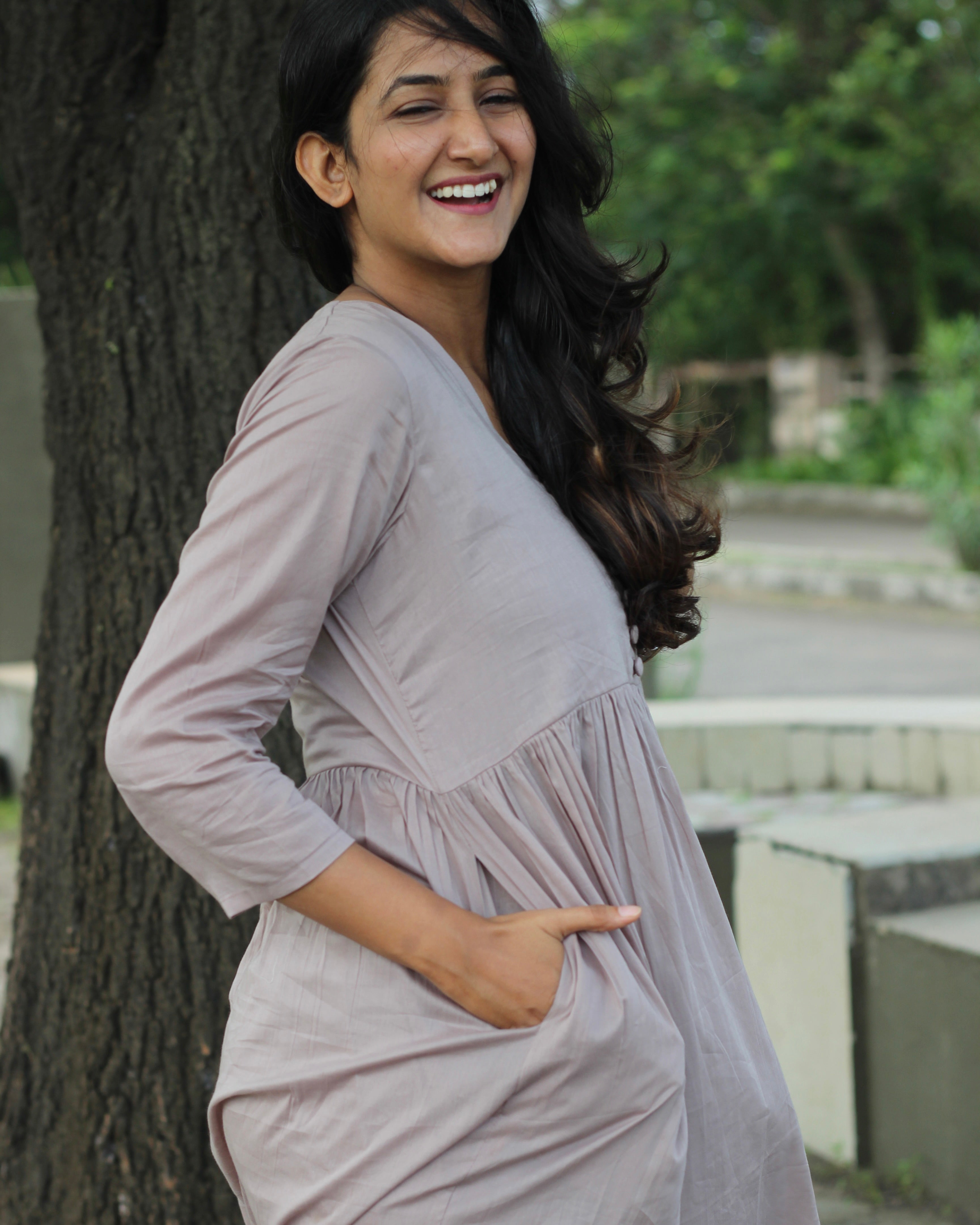 Best seller : Solid dusty grey mul cotton kurta pant set - set of 2