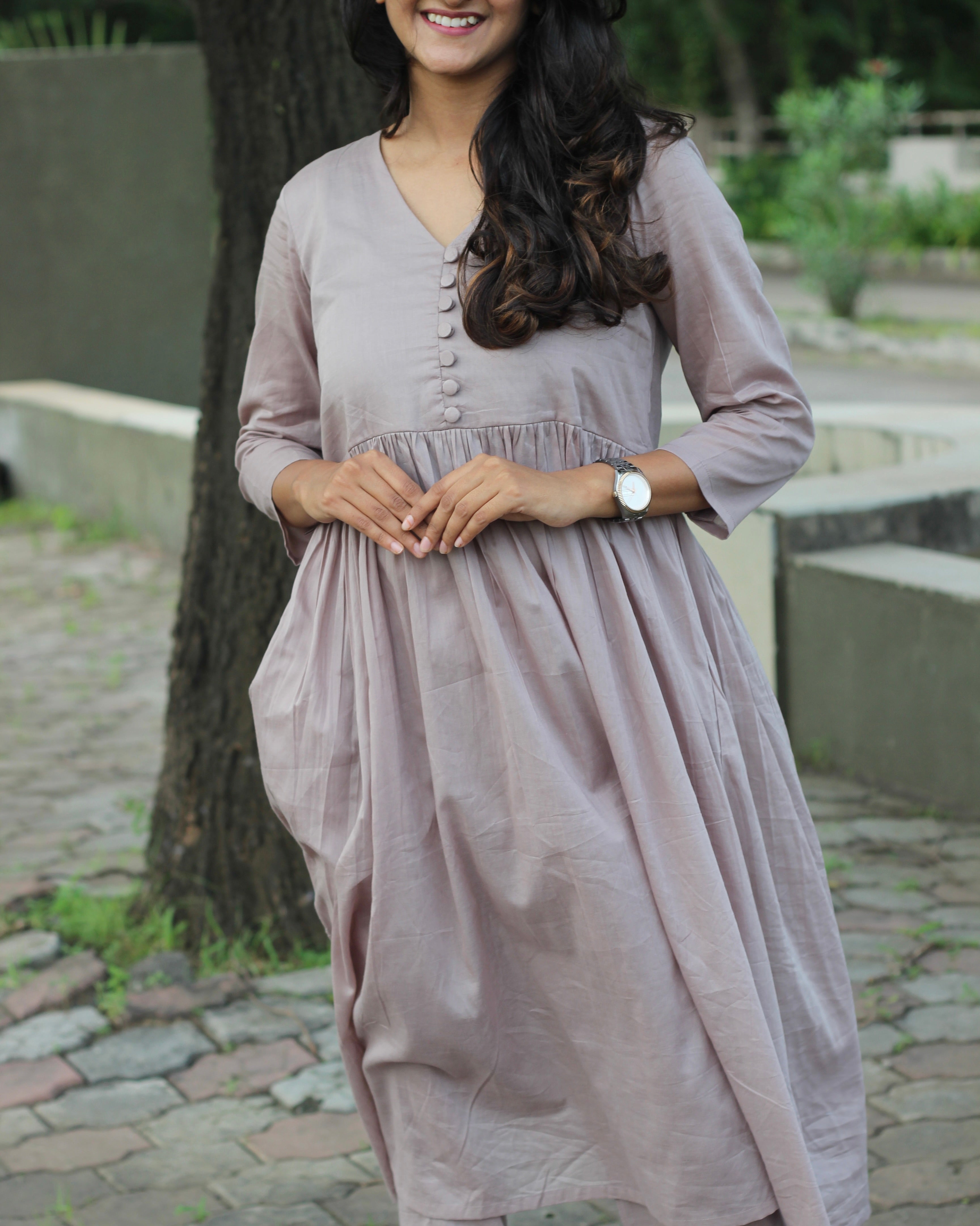 Best seller : Solid dusty grey mul cotton kurta pant set - set of 2