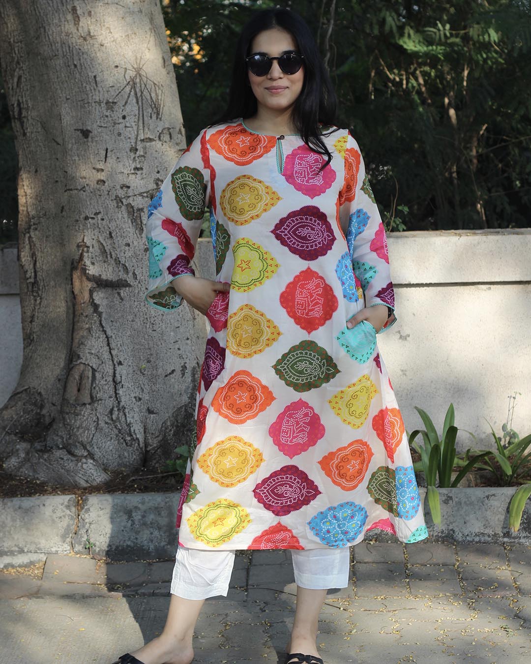 Bandhani Bliss Cotton Silk Kurta