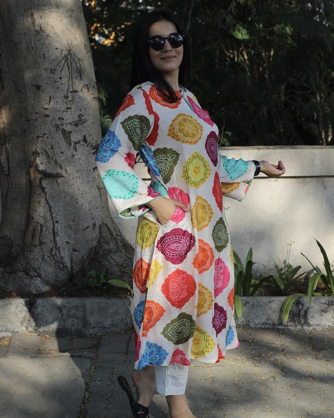 Bandhani Bliss Cotton Silk Kurta