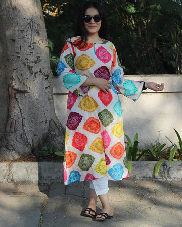 Bandhani Bliss Cotton Silk Kurta