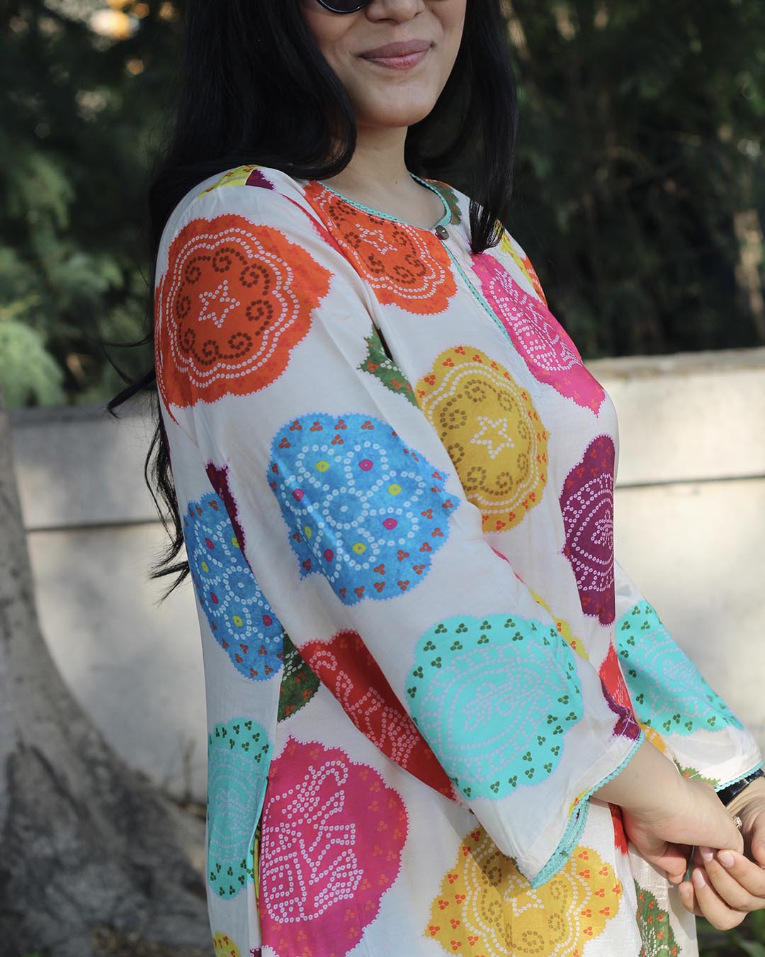 Bandhani Bliss Cotton Silk Kurta