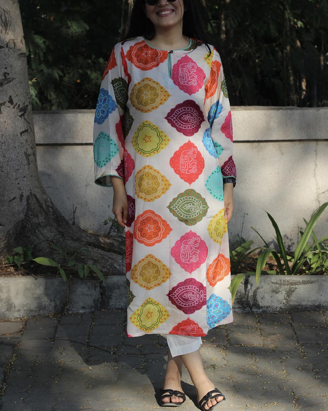 Bandhani Bliss Cotton Silk Kurta