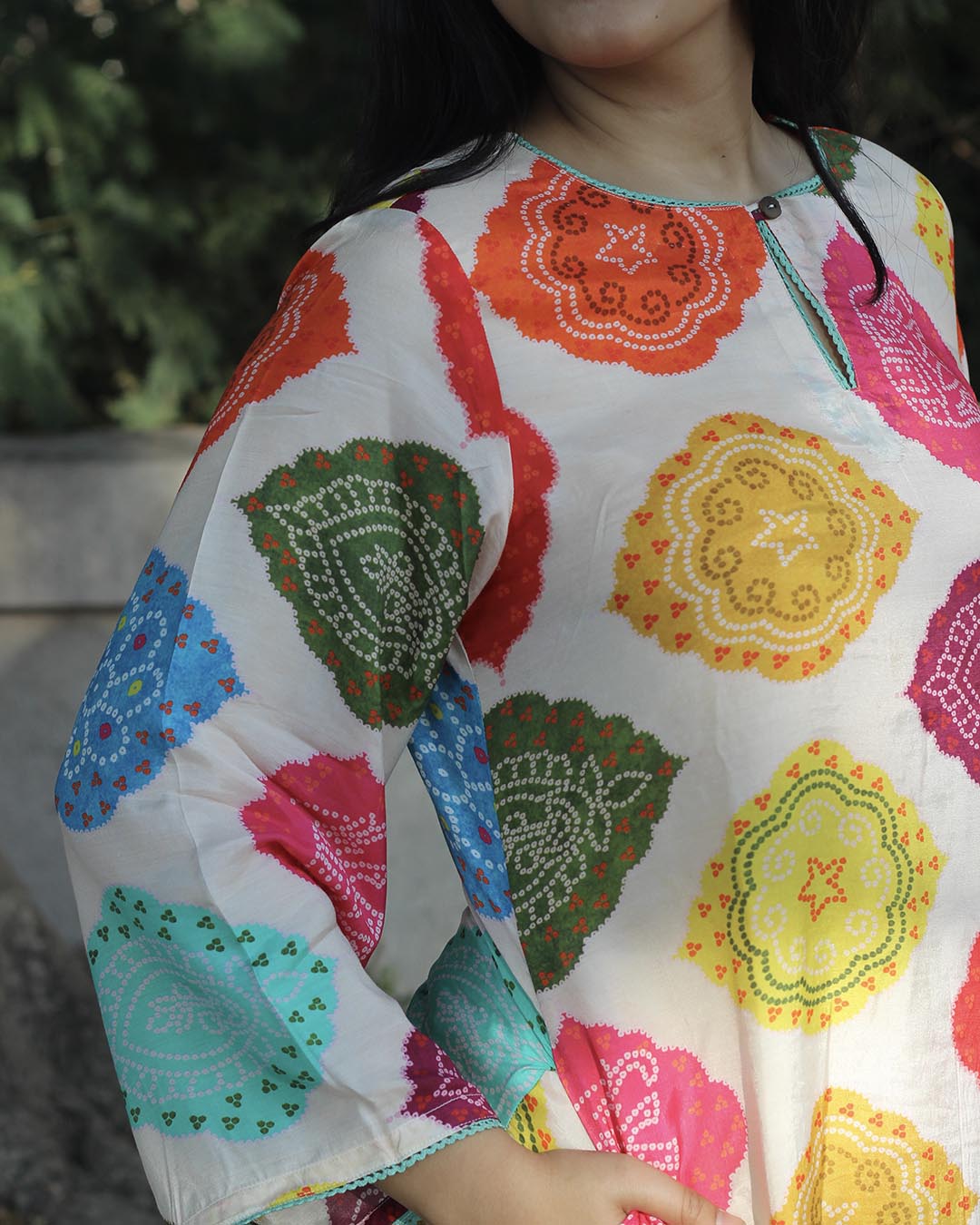 Bandhani Bliss Cotton Silk Kurta