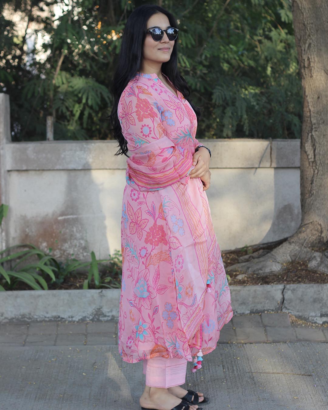 Ruhani – Pink Pure Organza Floral Suit Set