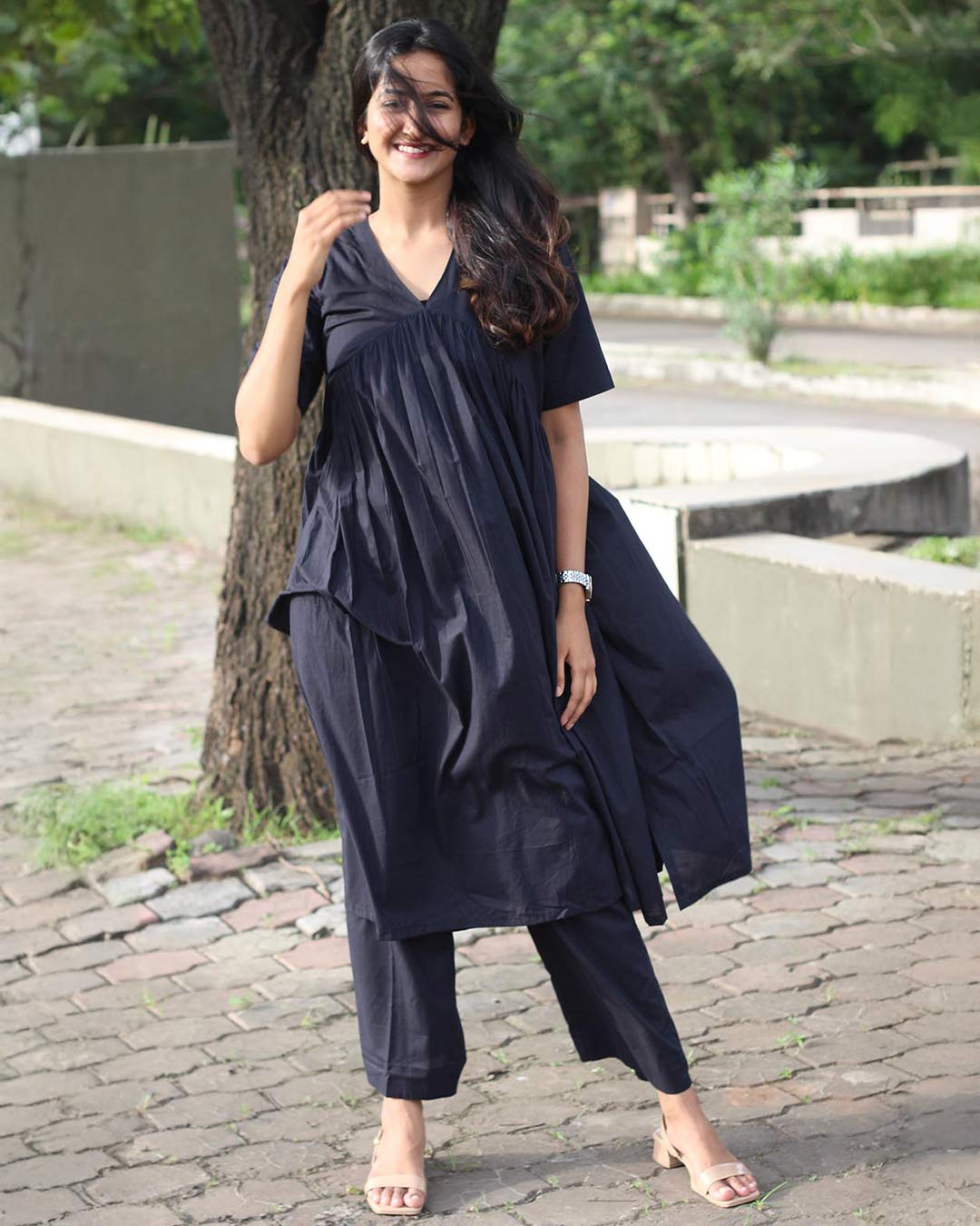 Cambric cotton Alia cut with Nyraa cut kurta pant set- Set of 2