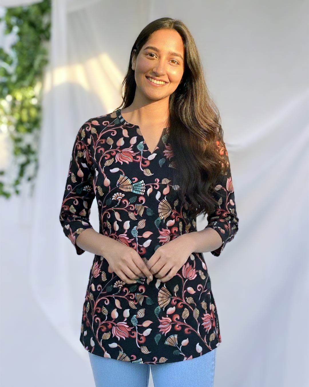 Timeless Mul Cotton Kalamkari Print Short Kurta – Perfect for Casual or Work Wear