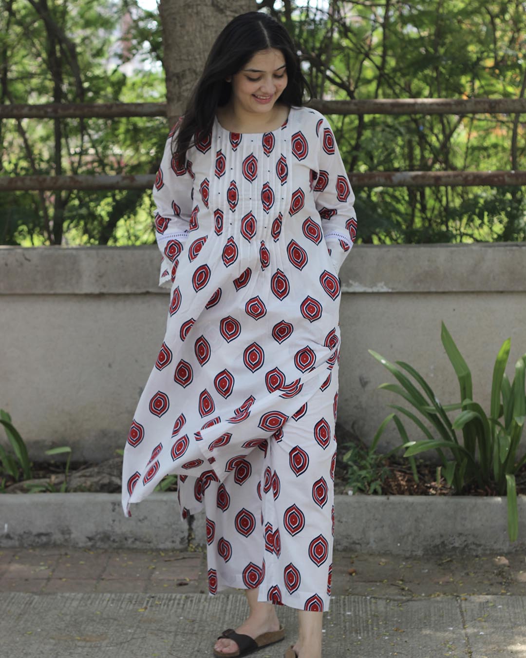 Scarlet Handblock Pure Cotton Kurta Set - Set of 2