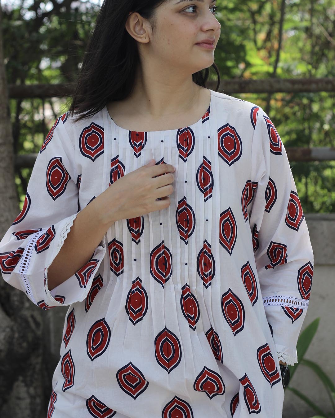 Scarlet Handblock Pure Cotton Kurta Set - Set of 2