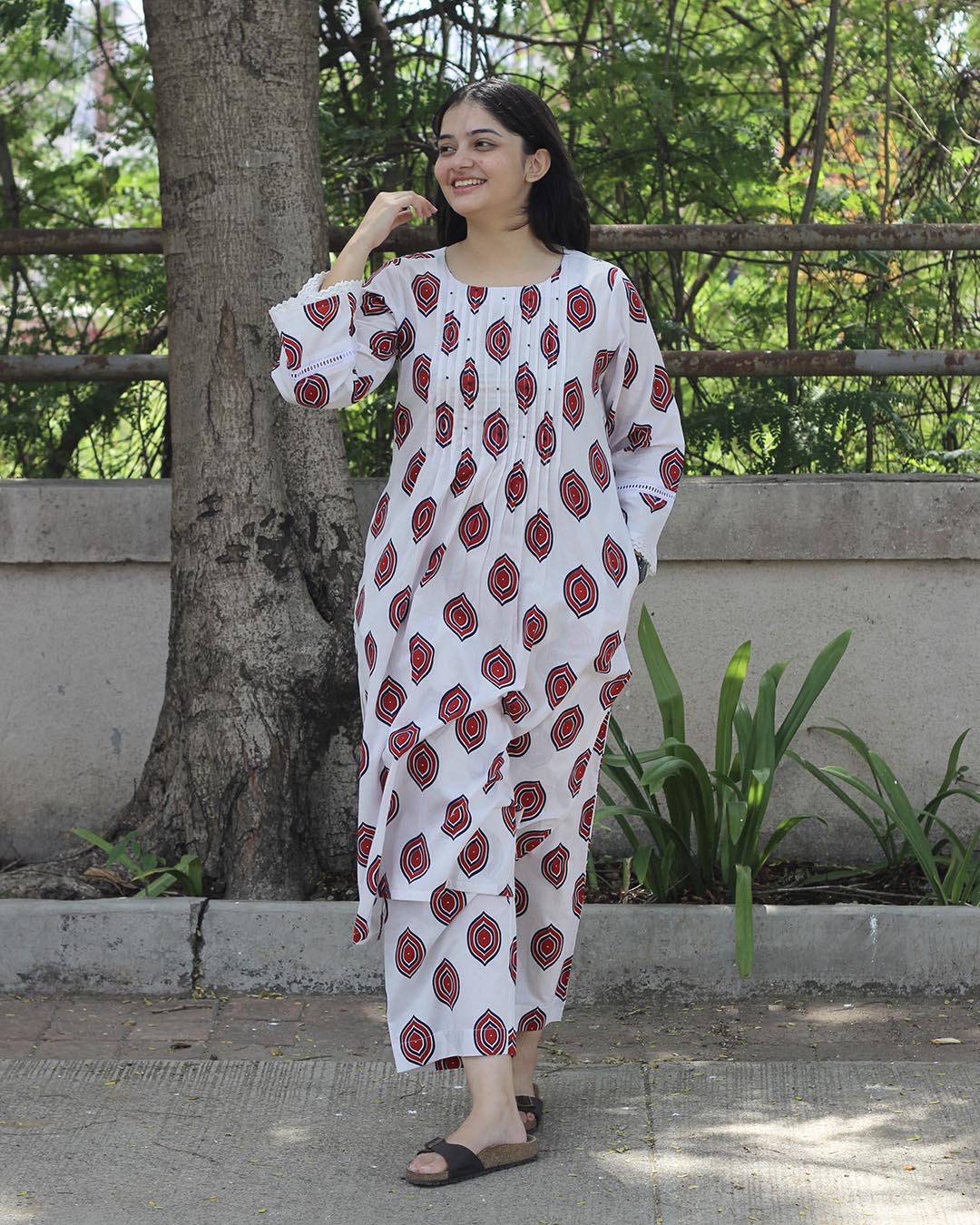 Scarlet Handblock Pure Cotton Kurta Set - Set of 2