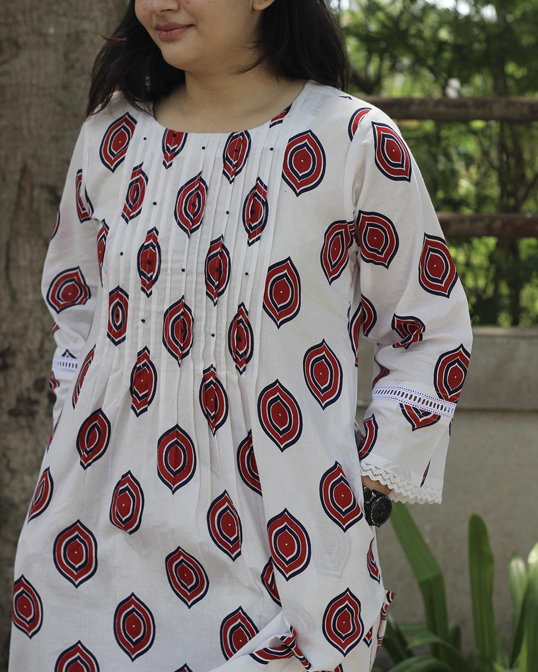 Scarlet Handblock Pure Cotton Kurta Set - Set of 2