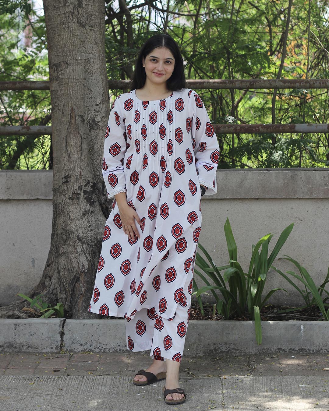 Scarlet Handblock Pure Cotton Kurta Set - Set of 2