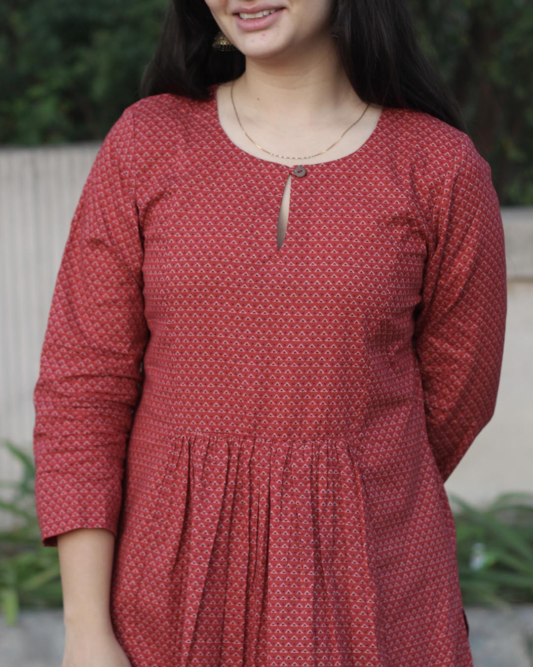 Red Cambric Cotton Printed kurta pant set