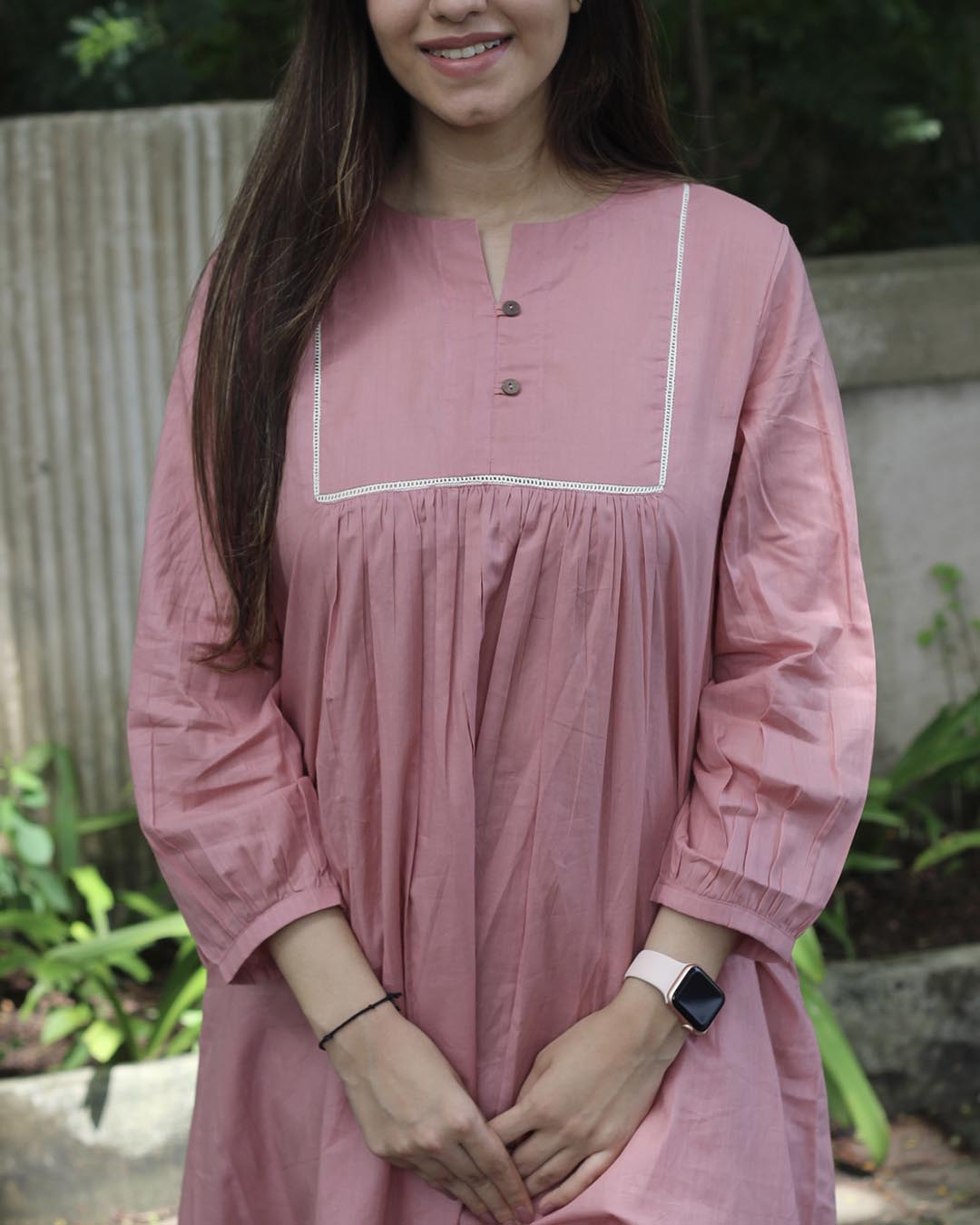 Premium Cotton Pastel Pink Long Kurta