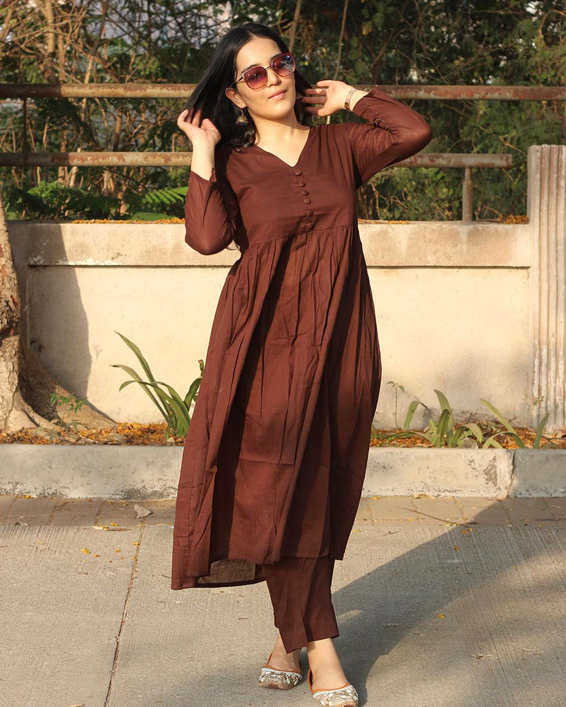 Best seller : Brown Mul cotton kurta set