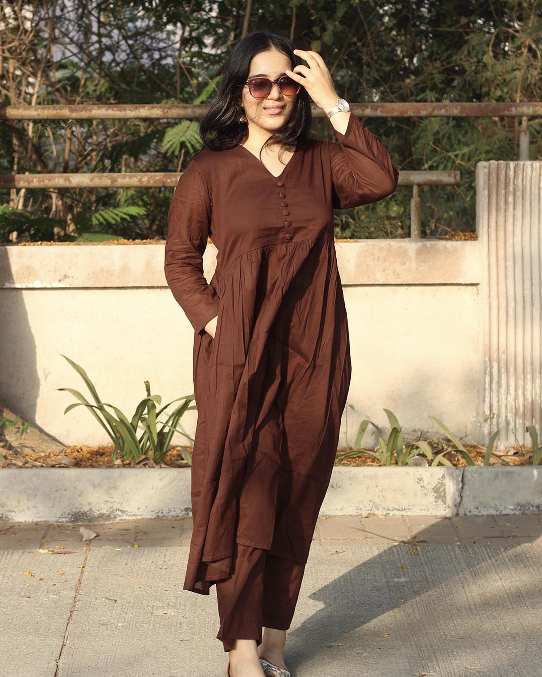 Best seller : Brown Mul cotton kurta set