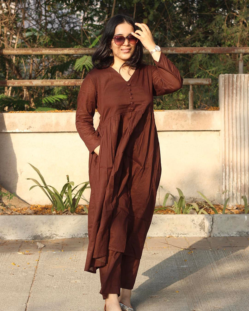 Best seller : Brown Mul cotton kurta set