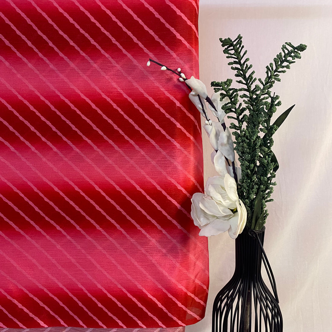 Leheriya with contrast shades on Chinon fabric per meter