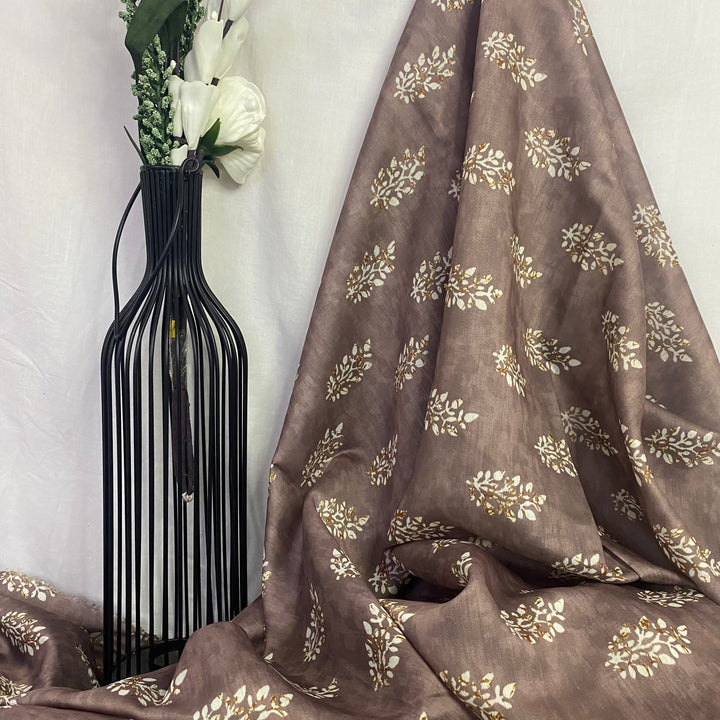 All over contrast booti floral print on Chanderi fabric per meter