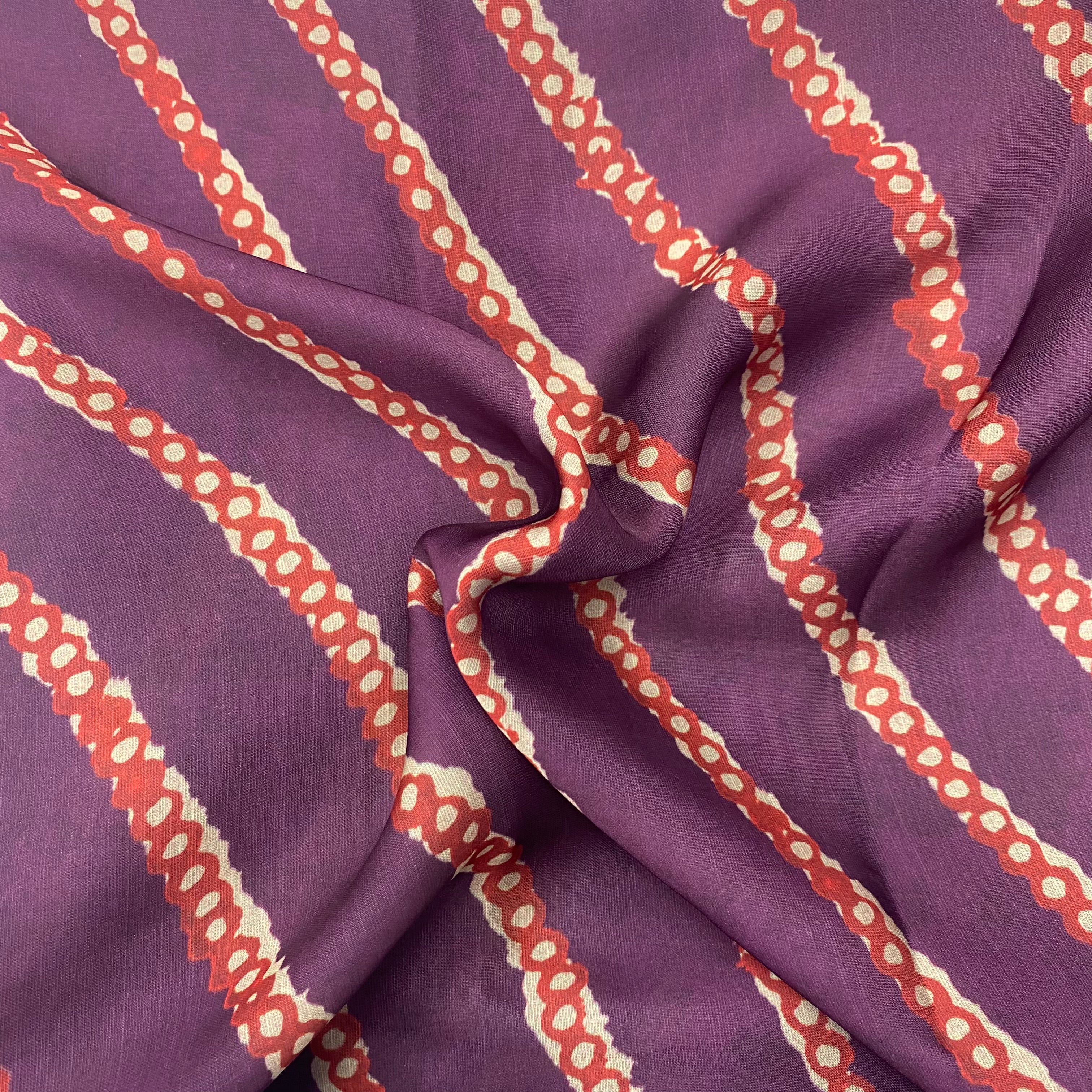 1.5 Meter- Linen Satin Chain leheriya print