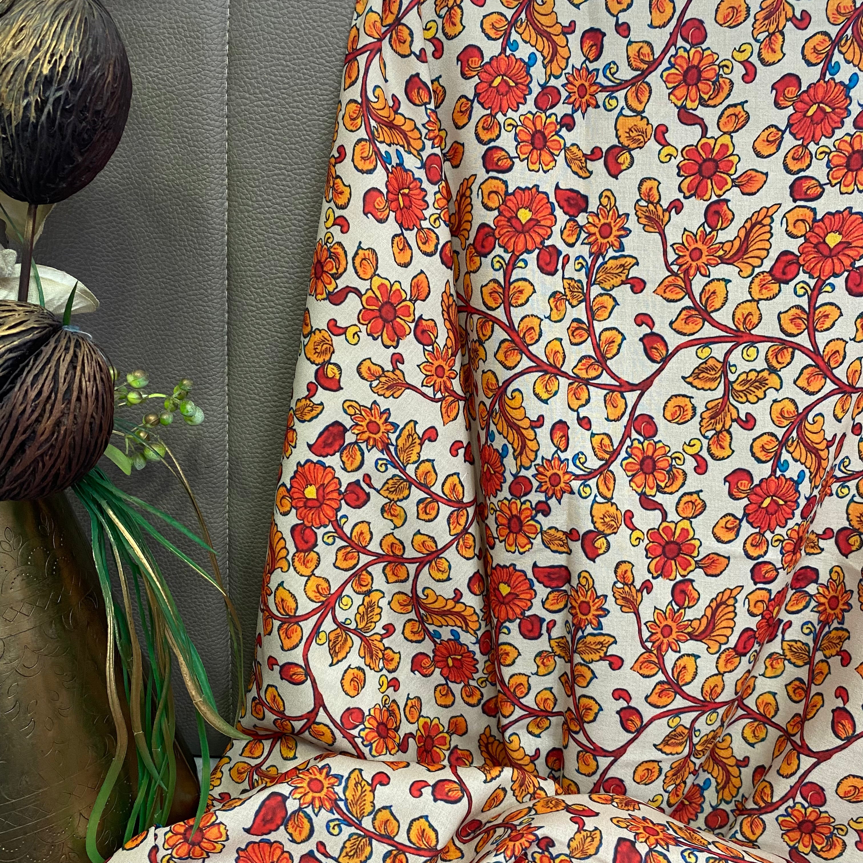 All over kalamkari print on Soft cotton fabric per meter