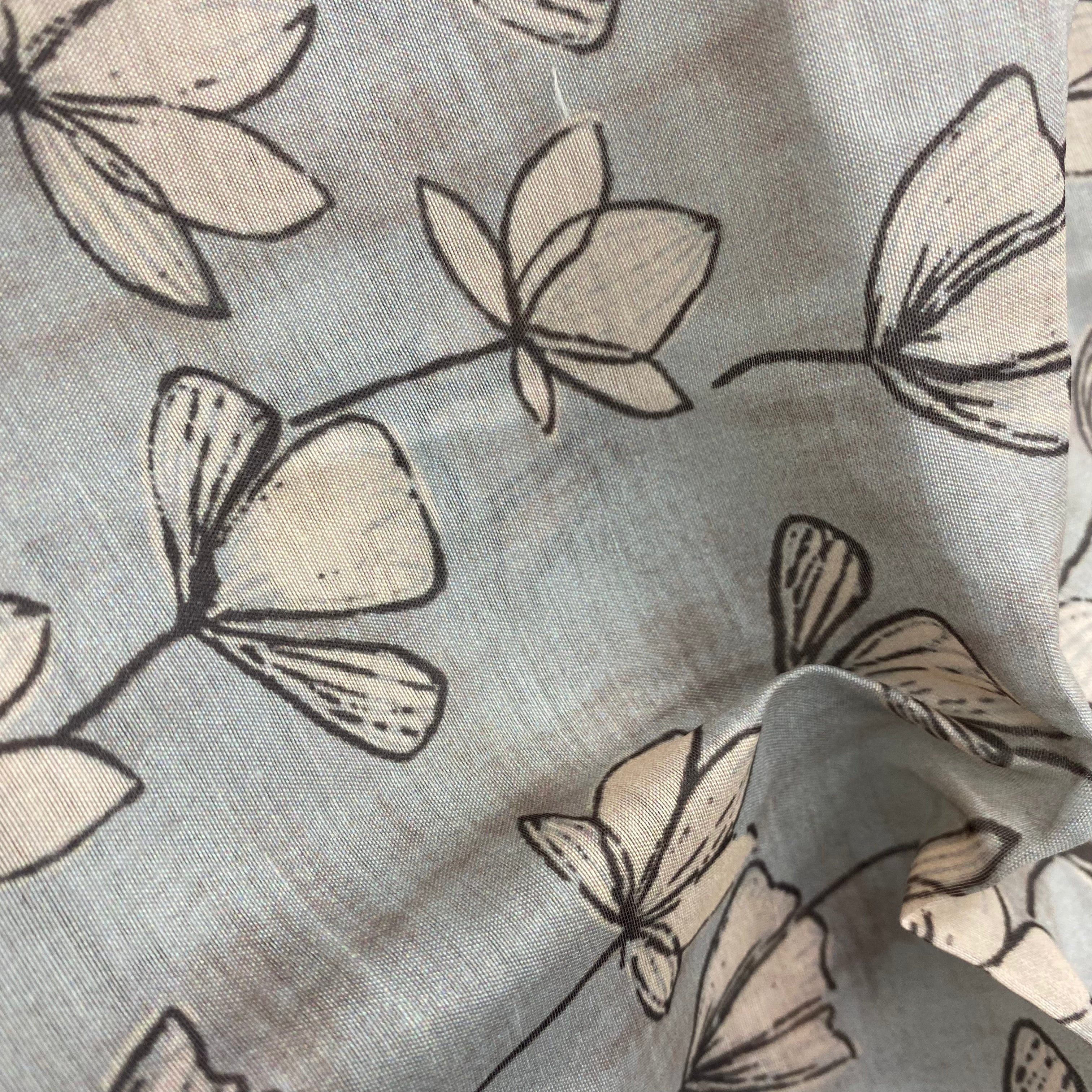 1 Meter - Aesthetic floral print on Chanderi fabric