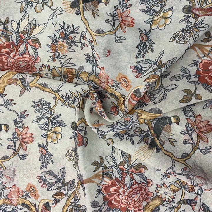 1.5 Meter - Branch floral print on Georgette fabric