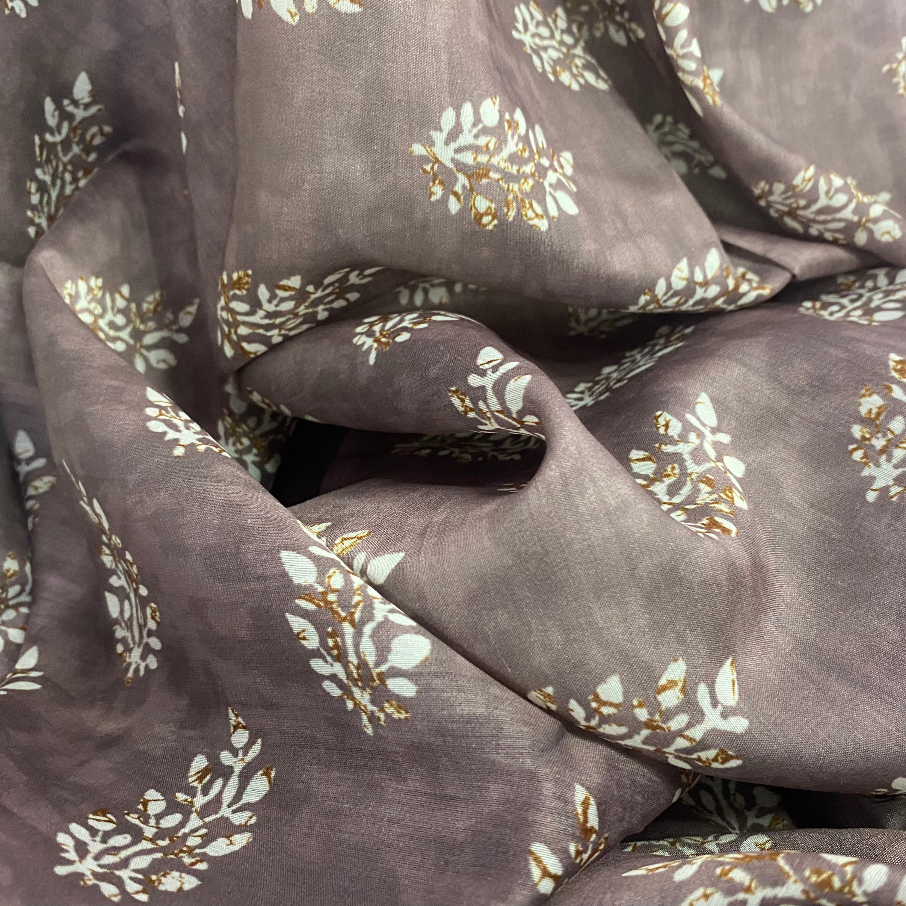 All over contrast booti floral print on Chanderi fabric per meter