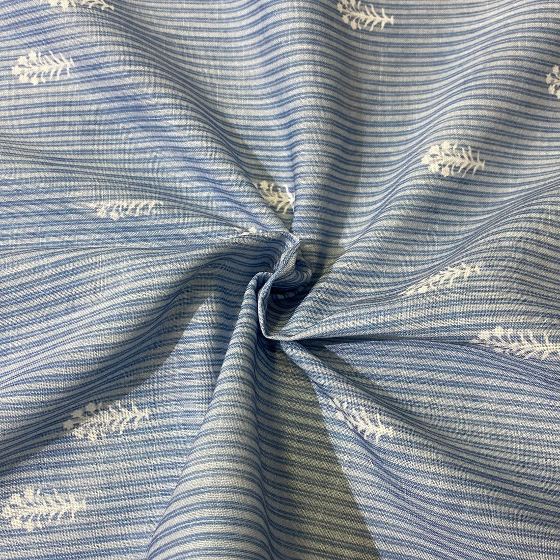 Striped Top Bottom with booti on Cotton-Linen, per meter price