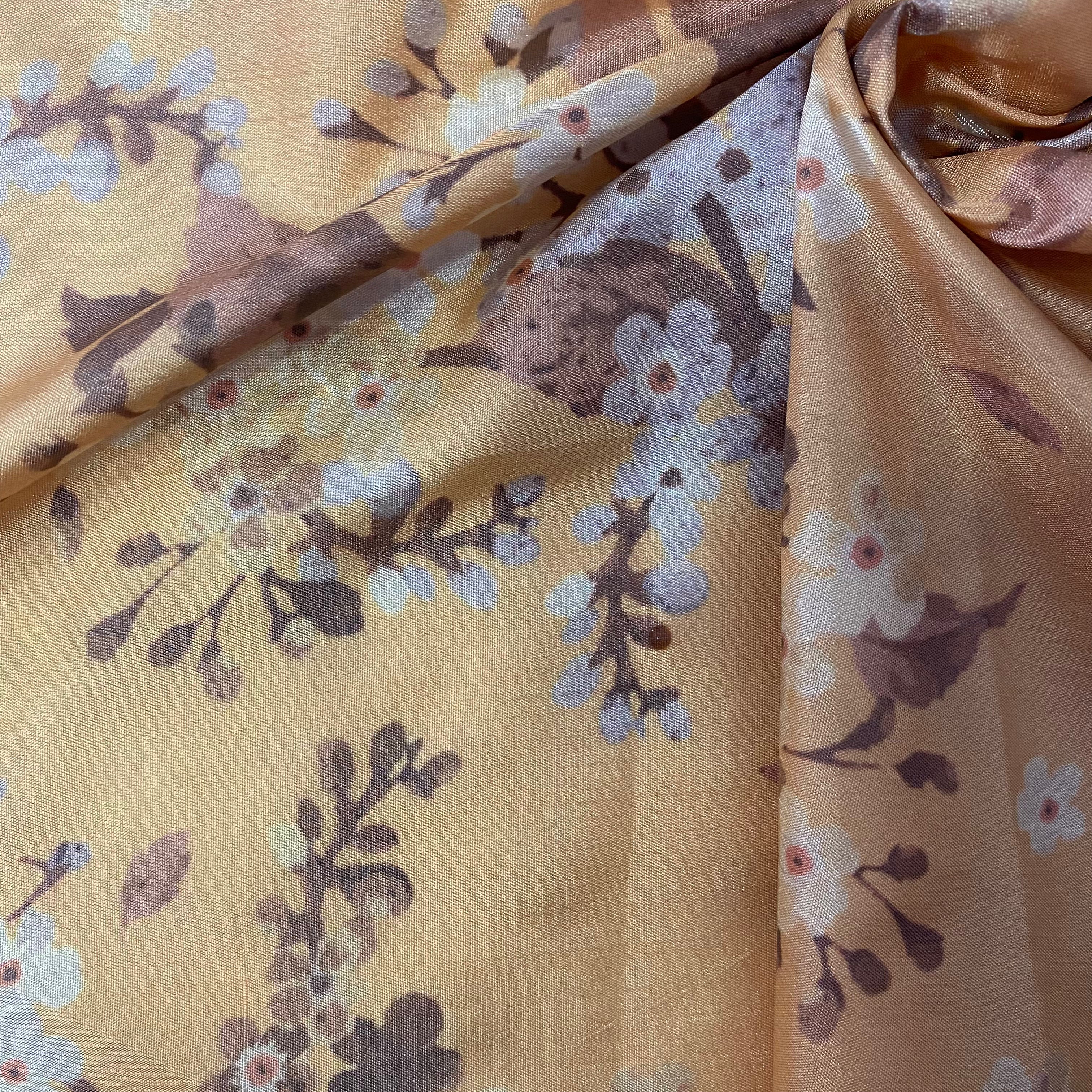 1.25 Meter - Paper silk dusty floral printed fabric