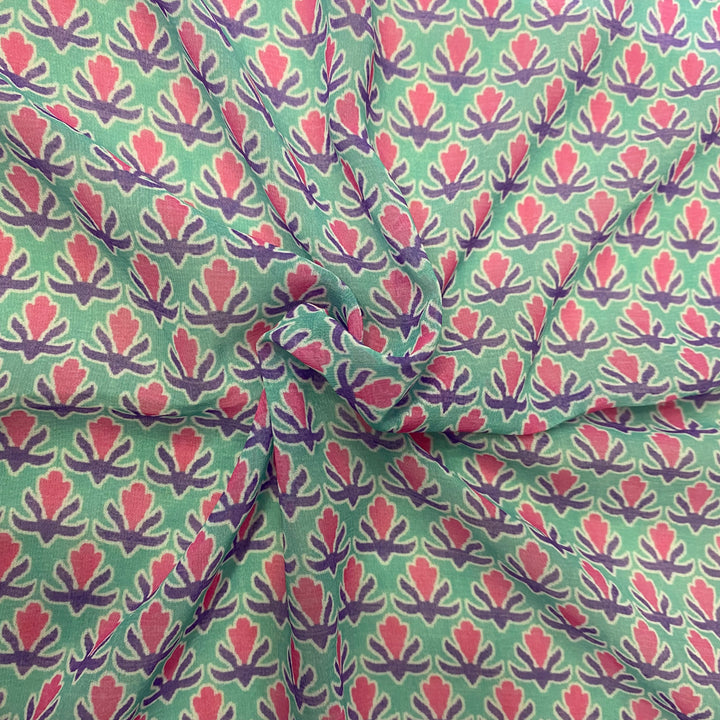 1.25 Meter - Small floral print on Georgette fabric