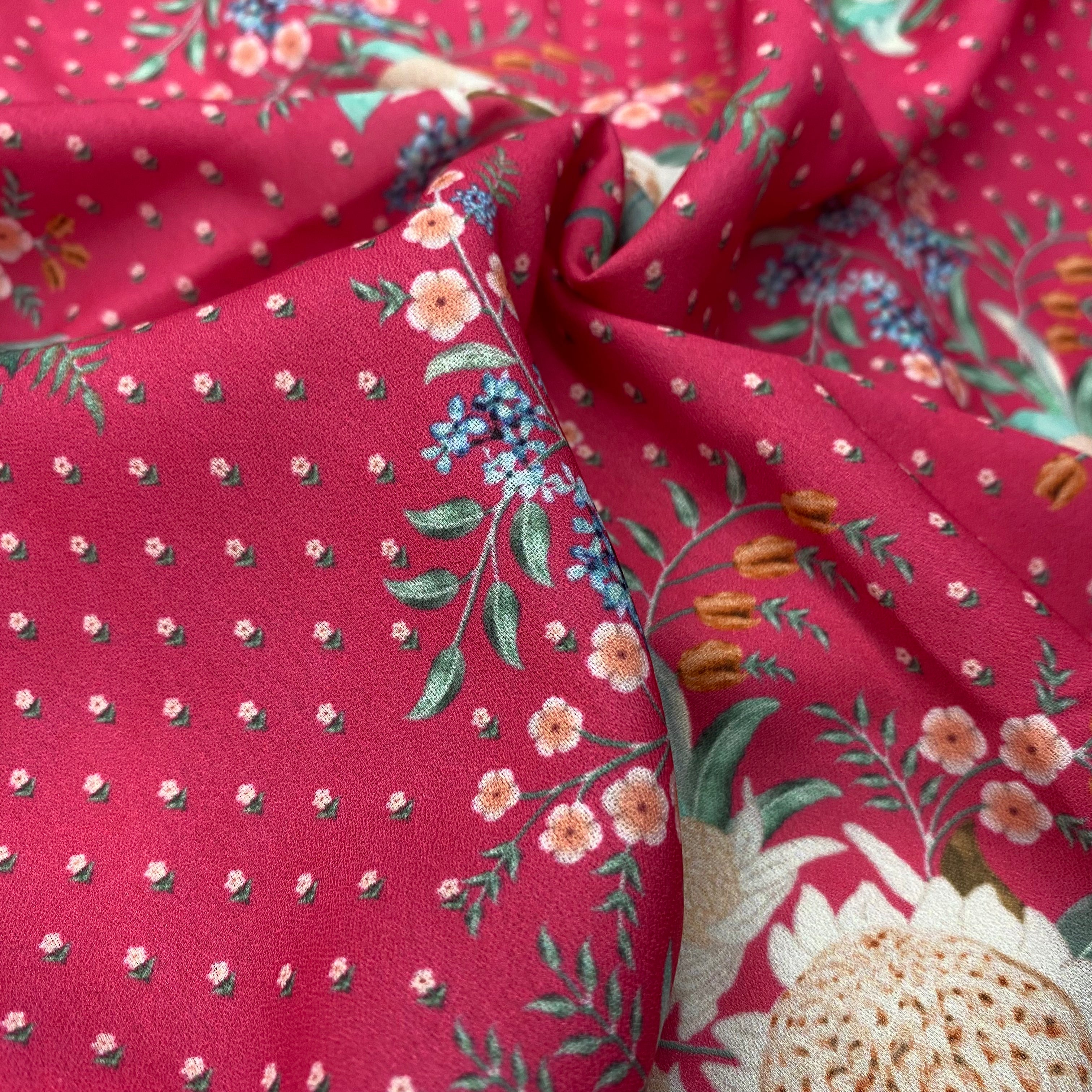 0.8 Meter - Floral contrast print on Crepe fabric