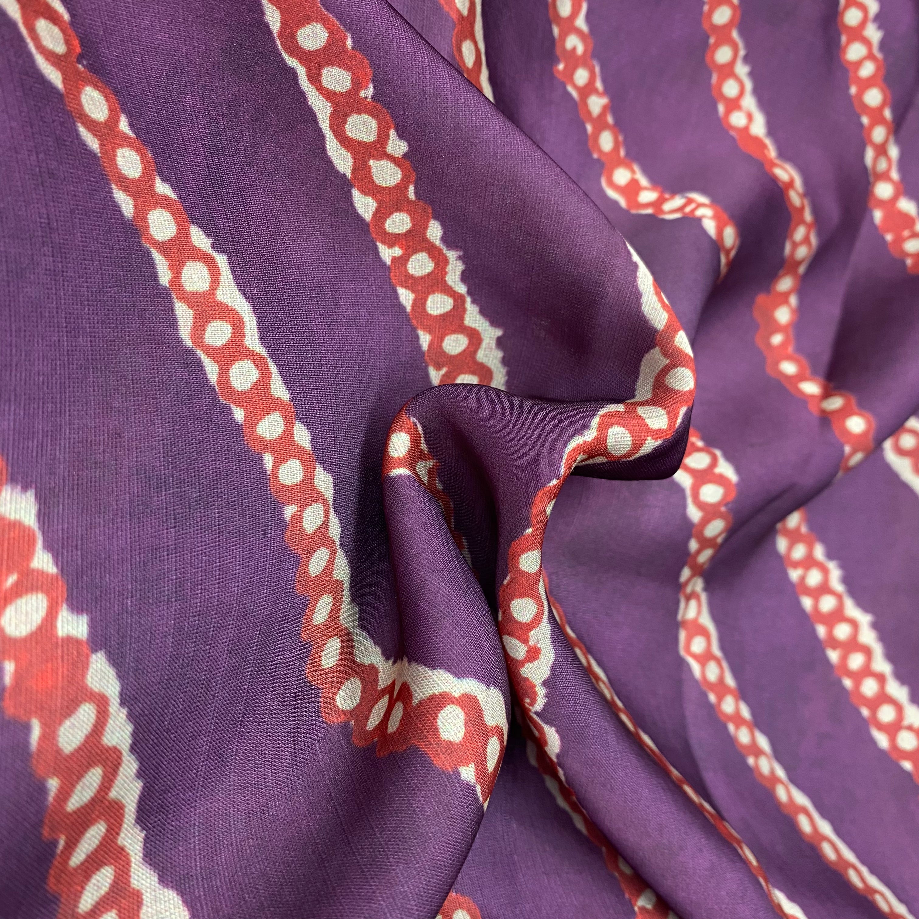 1.5 Meter- Linen Satin Chain leheriya print