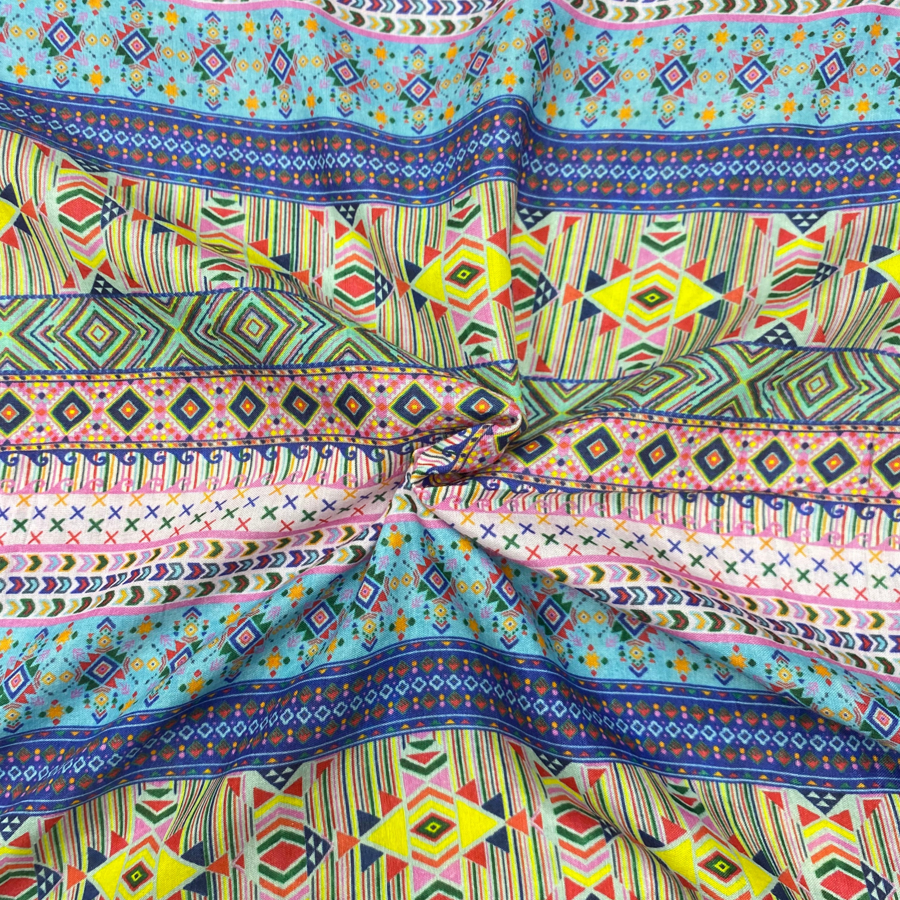 Pure muslin fabric with elegant pastel coloured print - Multicolor per meter