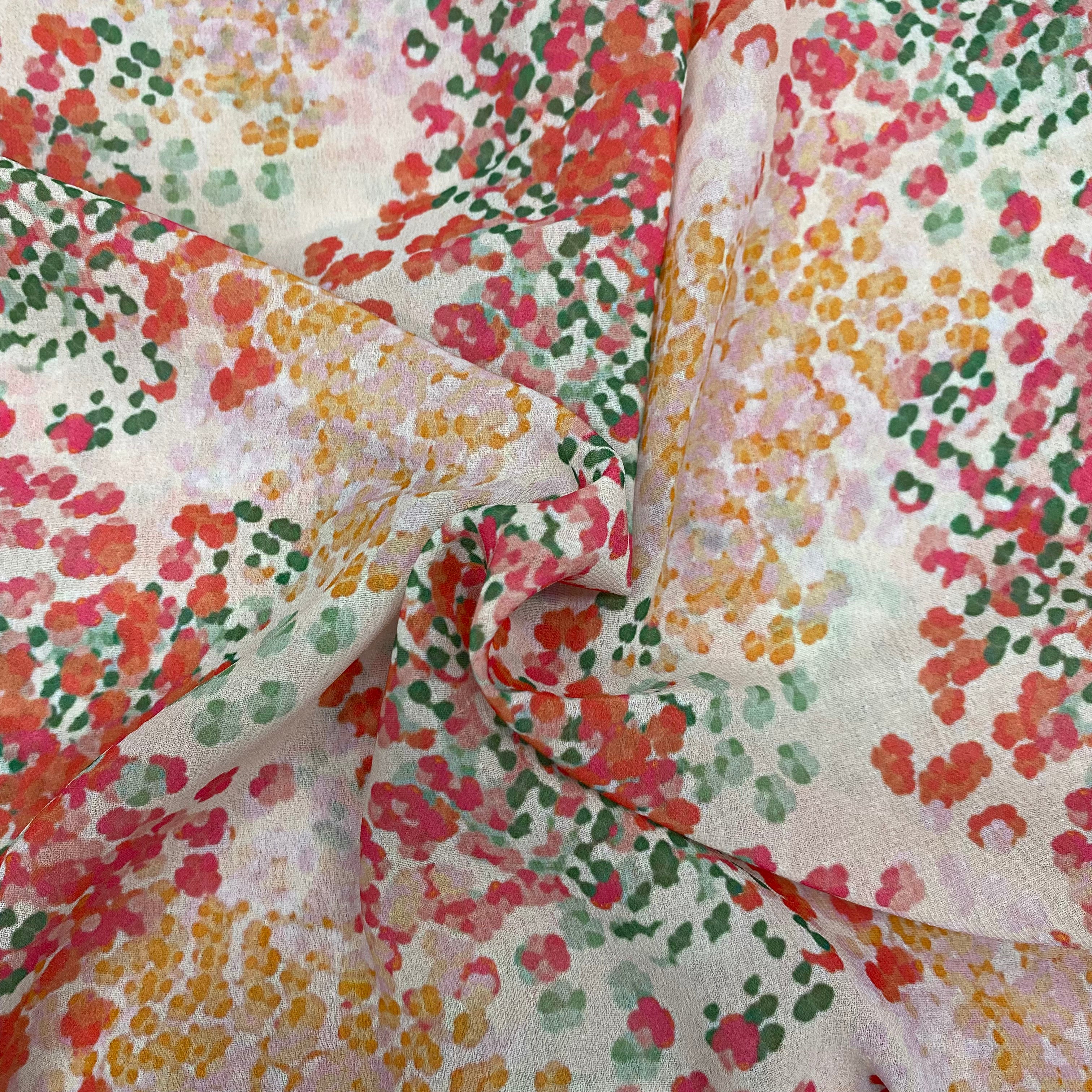 1 meter - Colourful brush floral effect on Georgette fabric