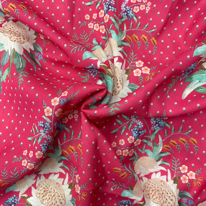 0.8 Meter - Floral contrast print on Crepe fabric