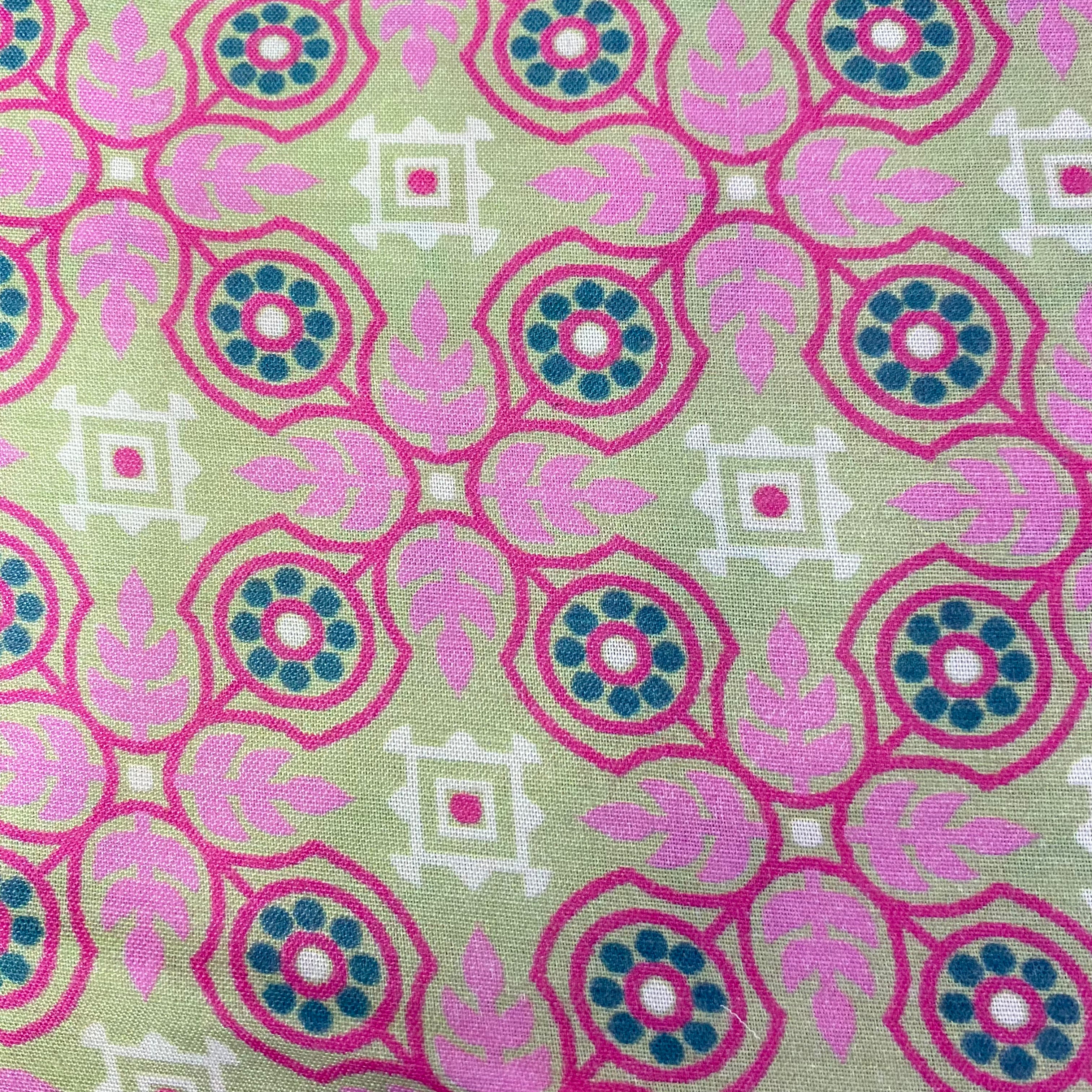 Top & Bottom subtle coloured Pure muslin Set - Green & Pink, per meter price