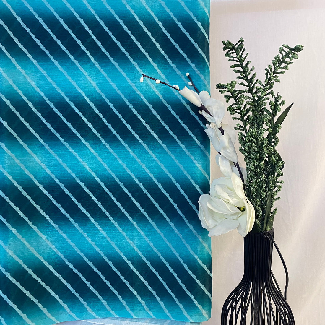 Leheriya with contrast shades on Chinon fabric per meter