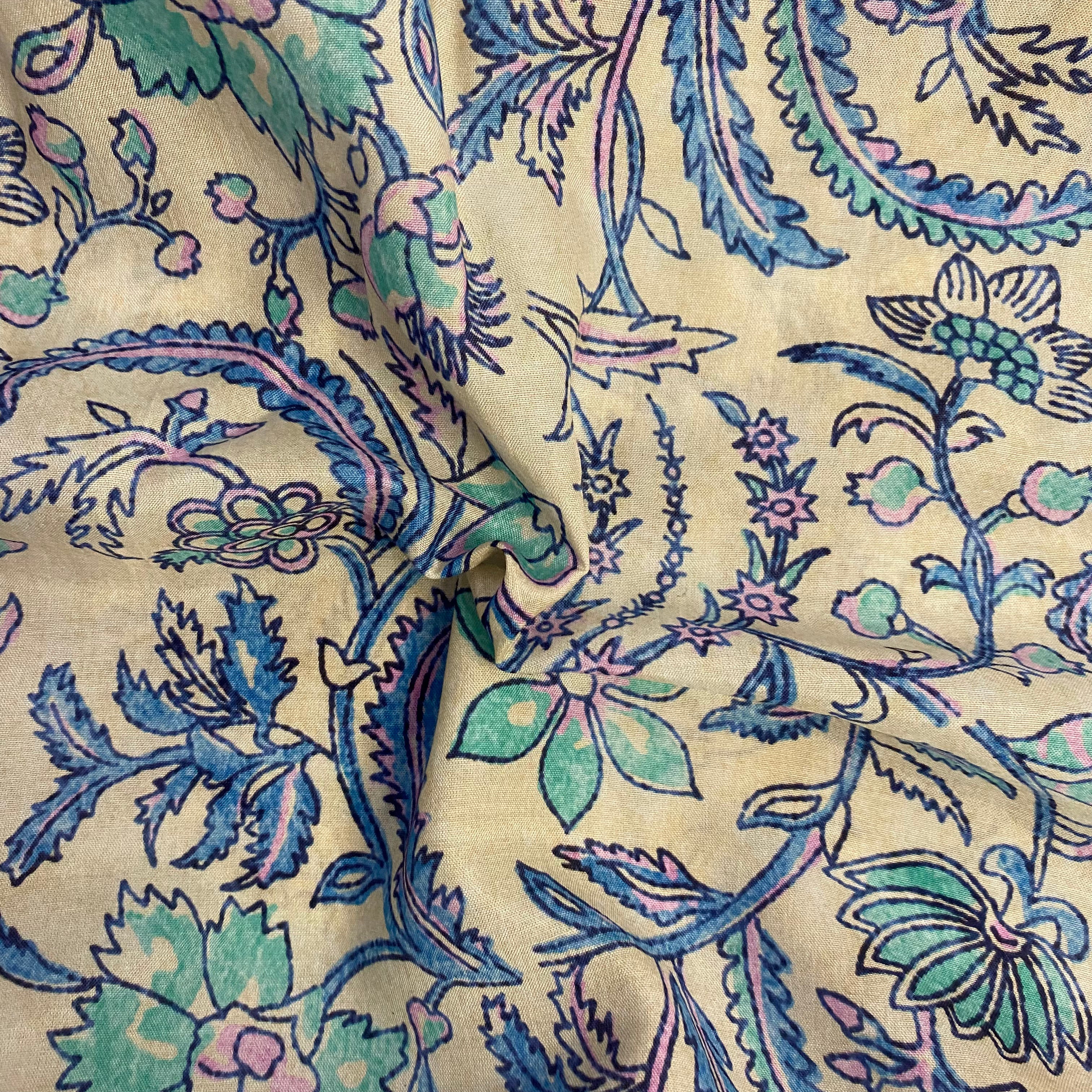 Royal white printed muslin top bottom set, per meter price