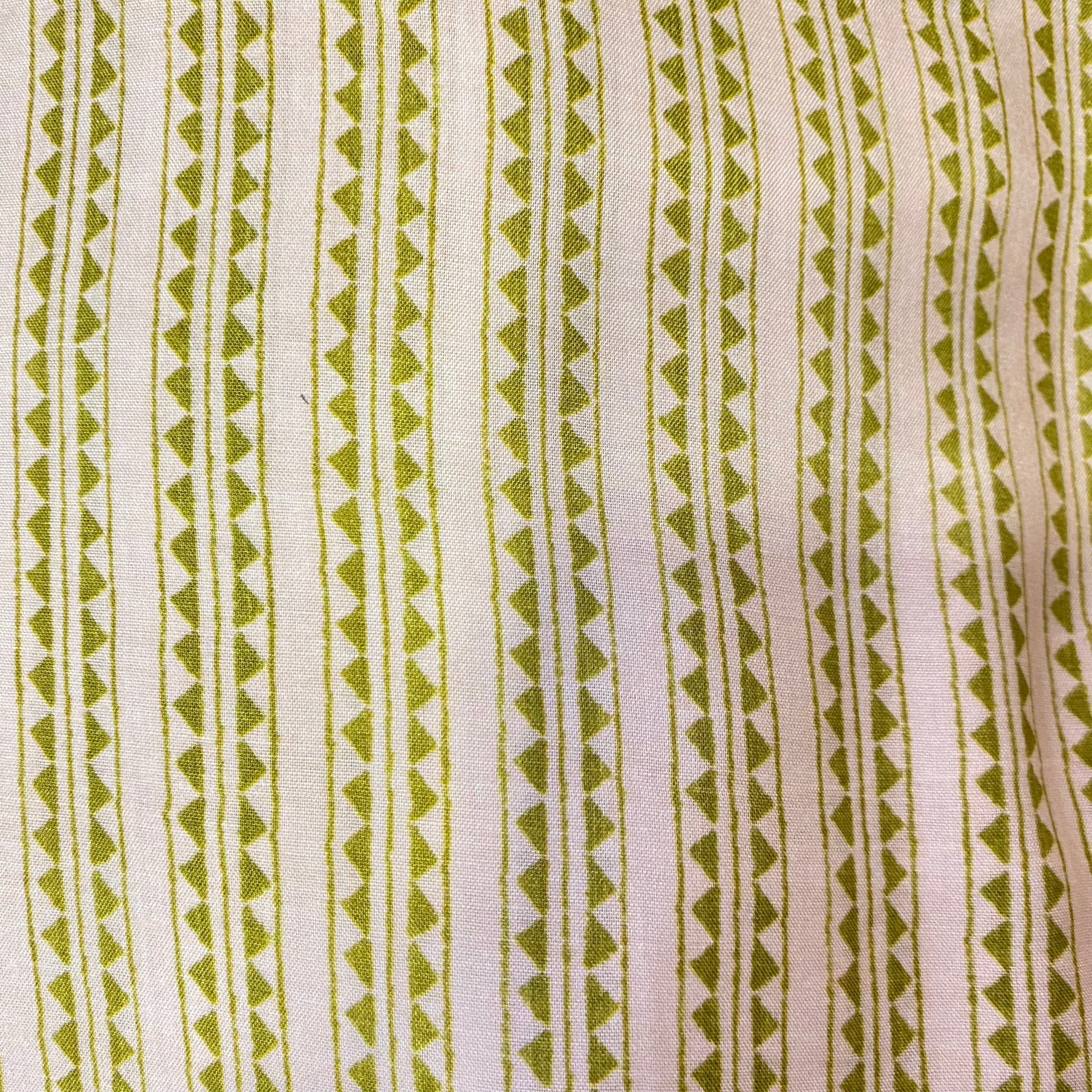 Comfortable and trendy geometric print on Pure muslin fabric - Light olive green bottom per meter price