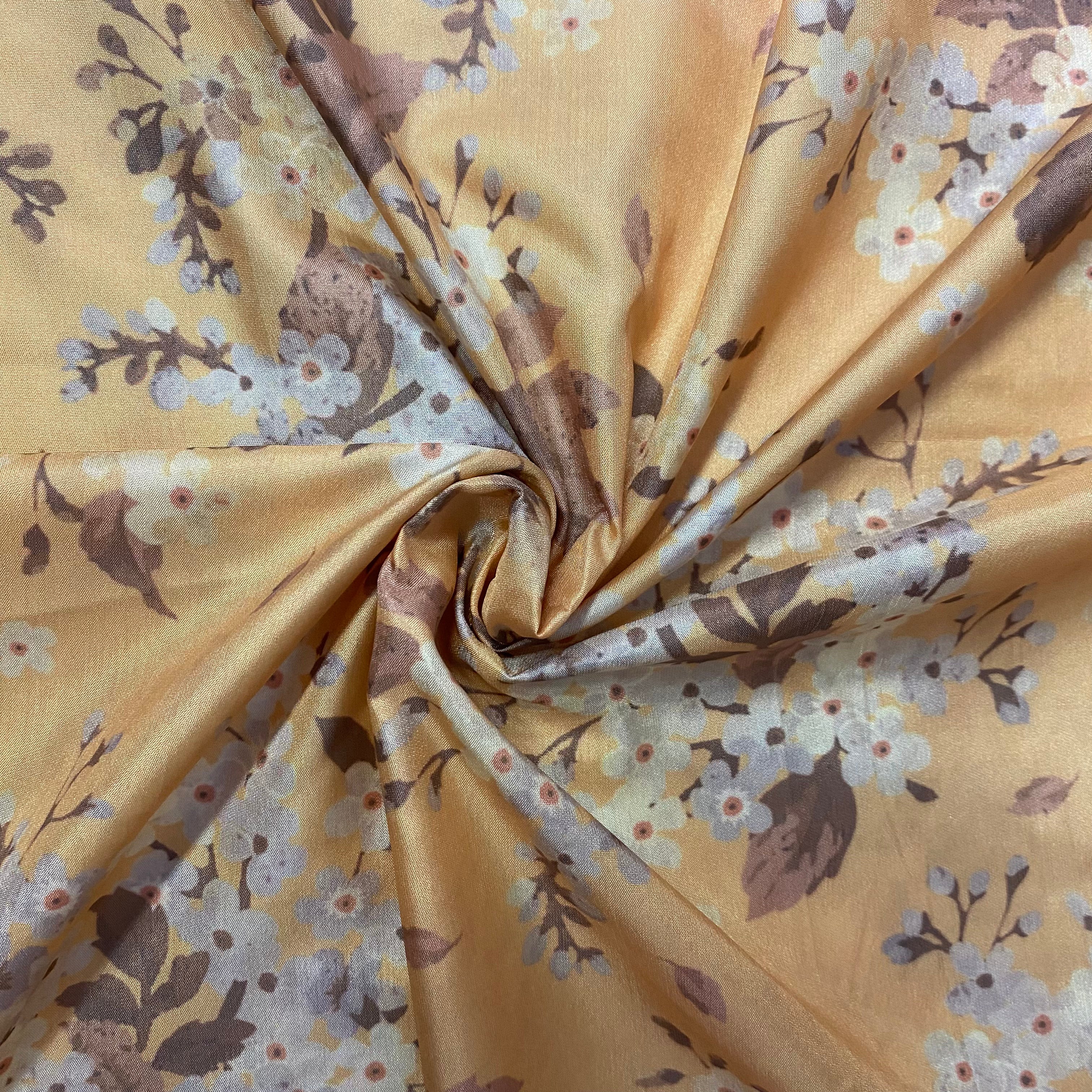 1.25 Meter - Paper silk dusty floral printed fabric