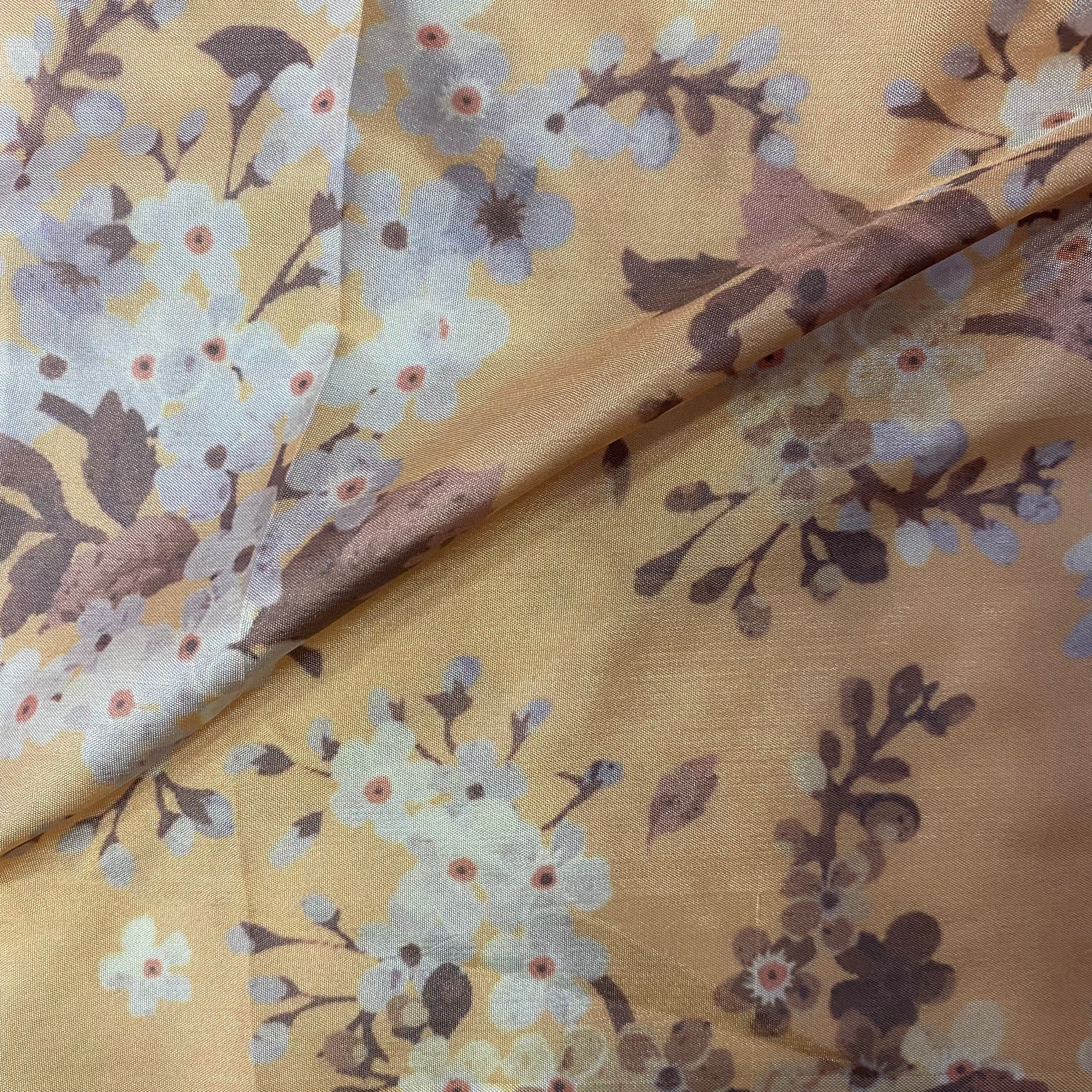 1.25 Meter - Paper silk dusty floral printed fabric