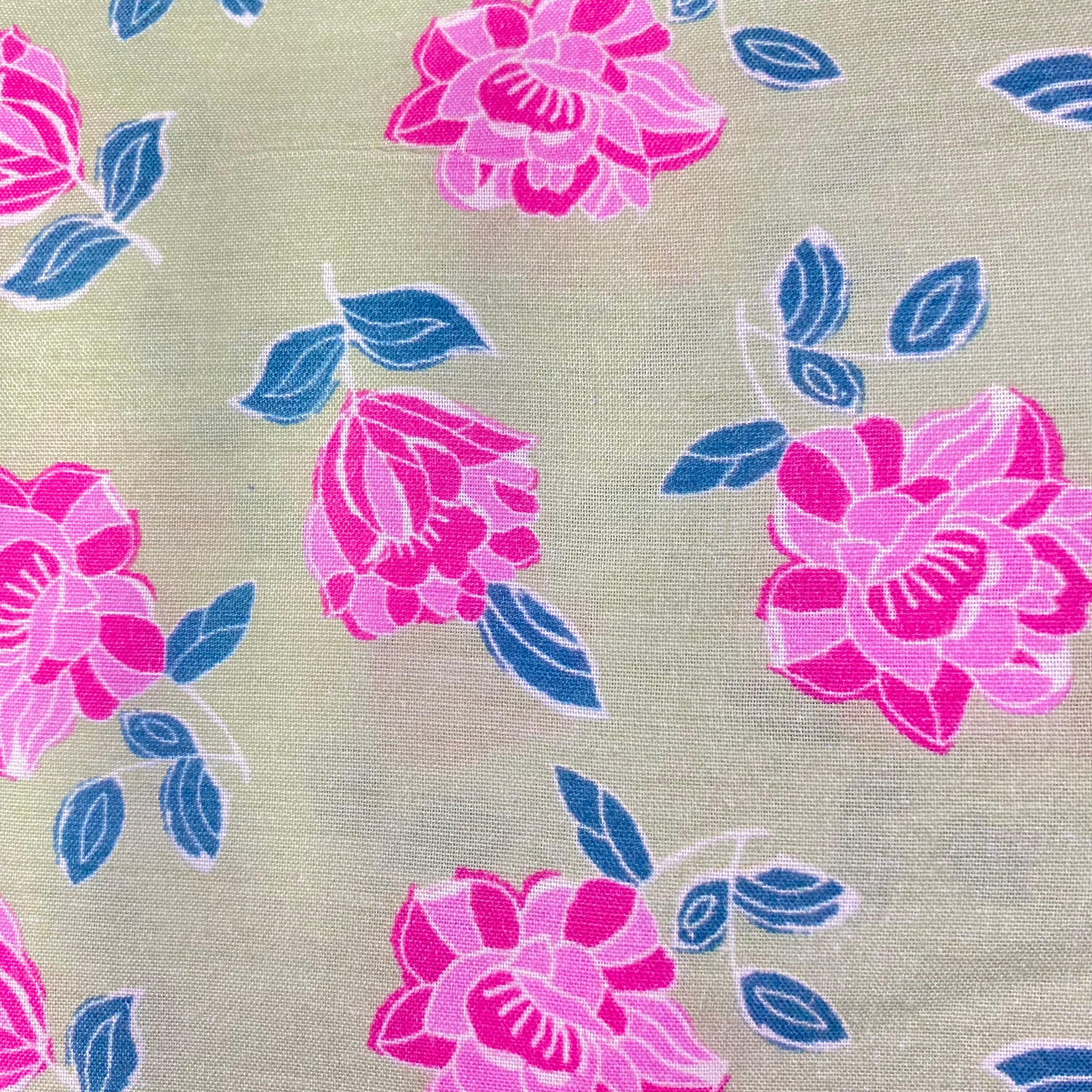 Top & Bottom subtle coloured Pure muslin Set - Green & Pink, per meter price