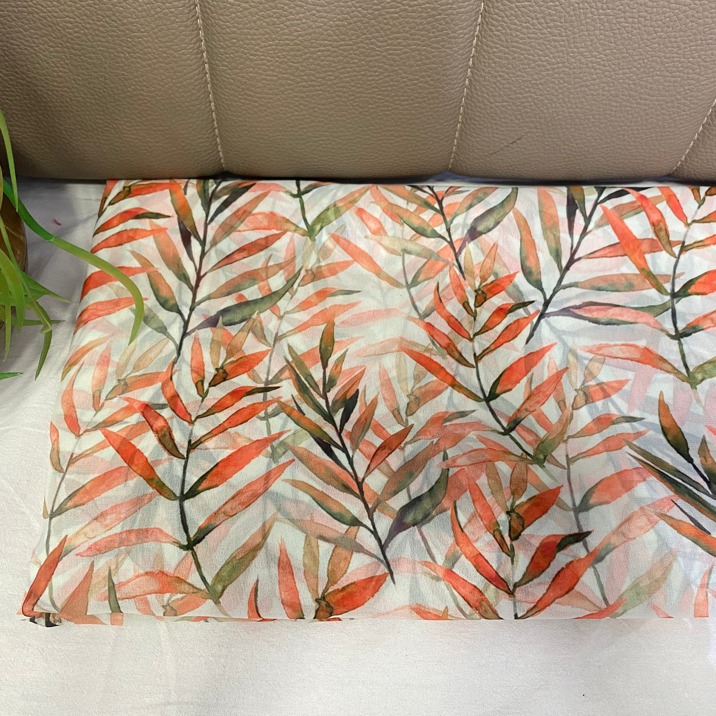 Exquisite All Over Leaf Print on Georgette fabric per meter