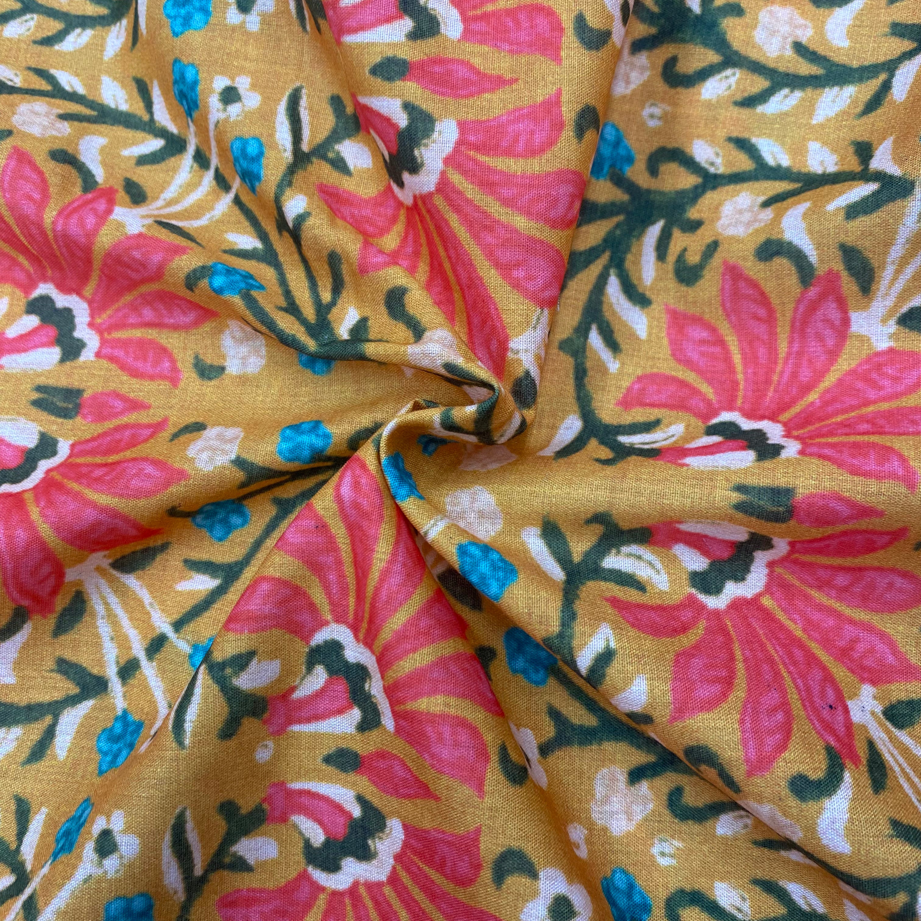 2 Meter - Floral abstract print on cambric cotton