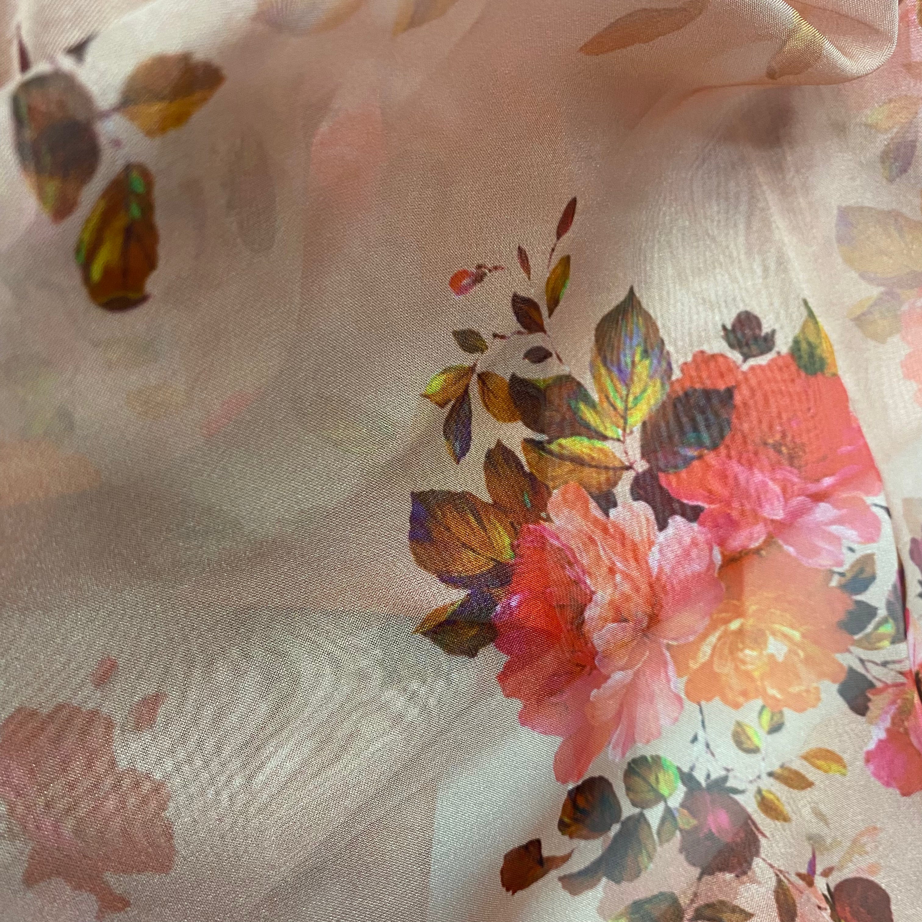 0.8 Meter - aesthetic floral print on soft organza