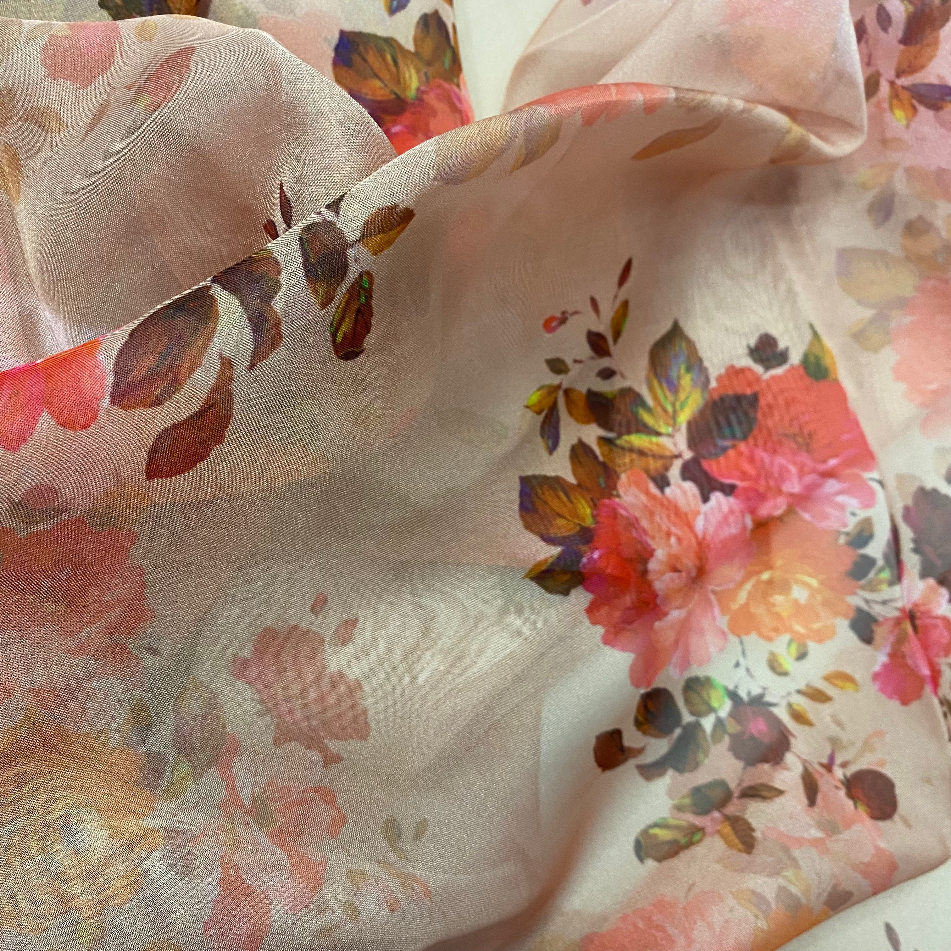 0.8 Meter - aesthetic floral print on soft organza