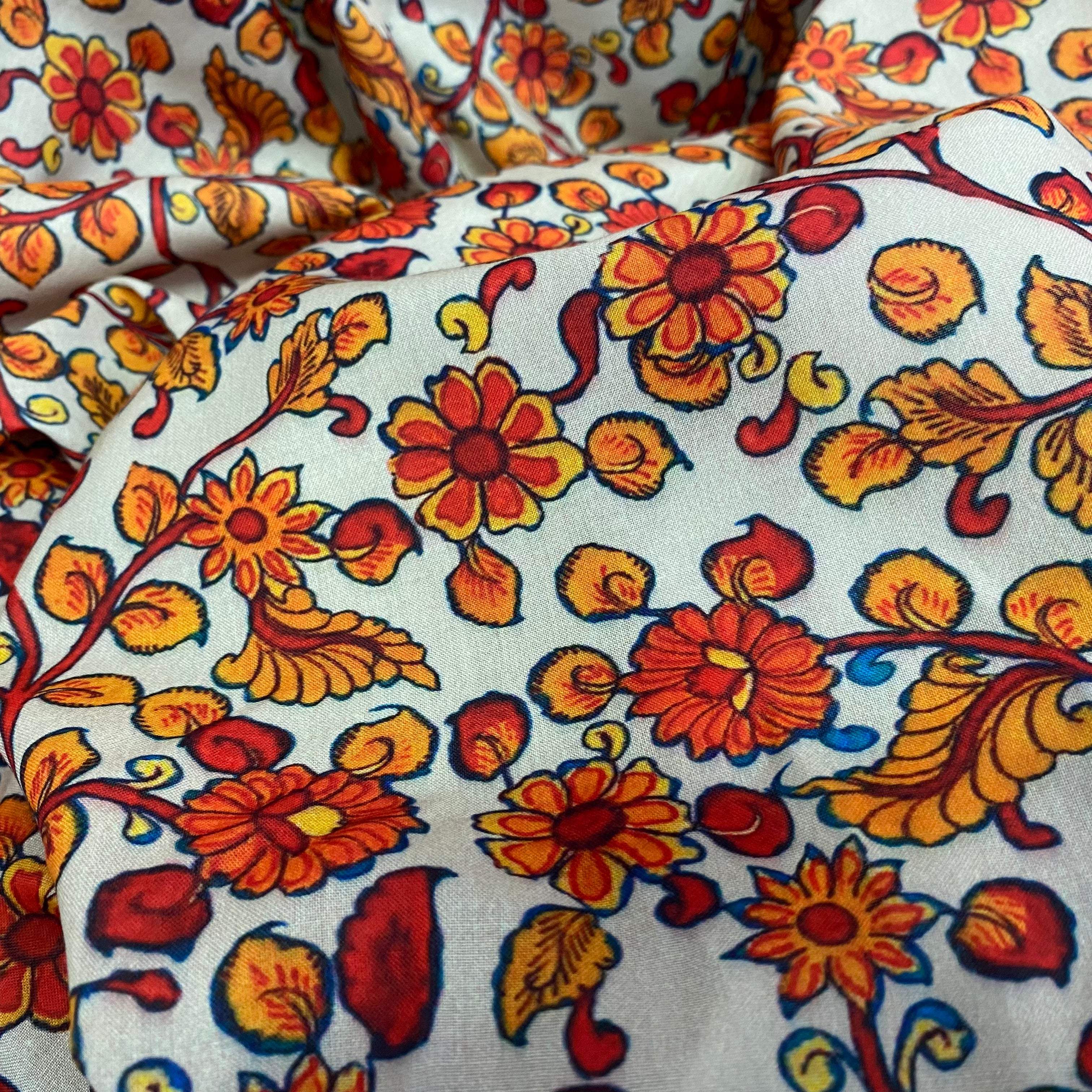 All over kalamkari print on Soft cotton fabric per meter